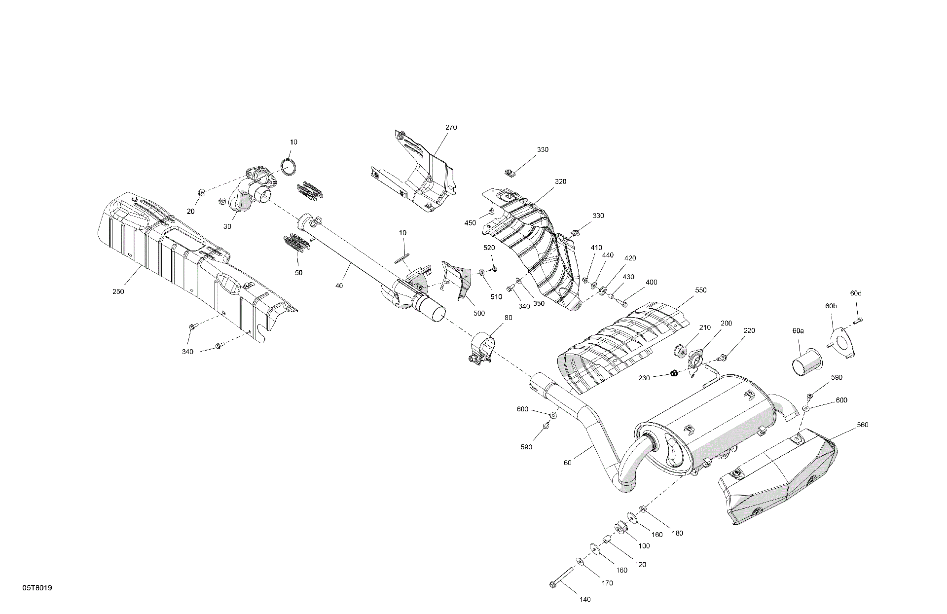An Image of a Genuine Can-Am Parts Schematic Diagram showing the schematic - ENGINE - EXHAUST