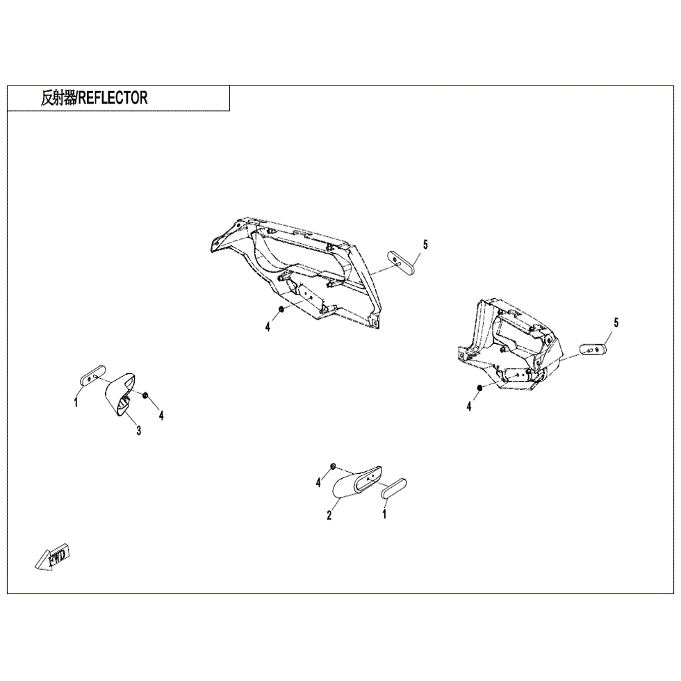 An Image of a genuine CFMOTO Parts Schematic Diagram showing the group - REFLECTOR - 2021 CFMOTO CFORCE 1000 Overland
