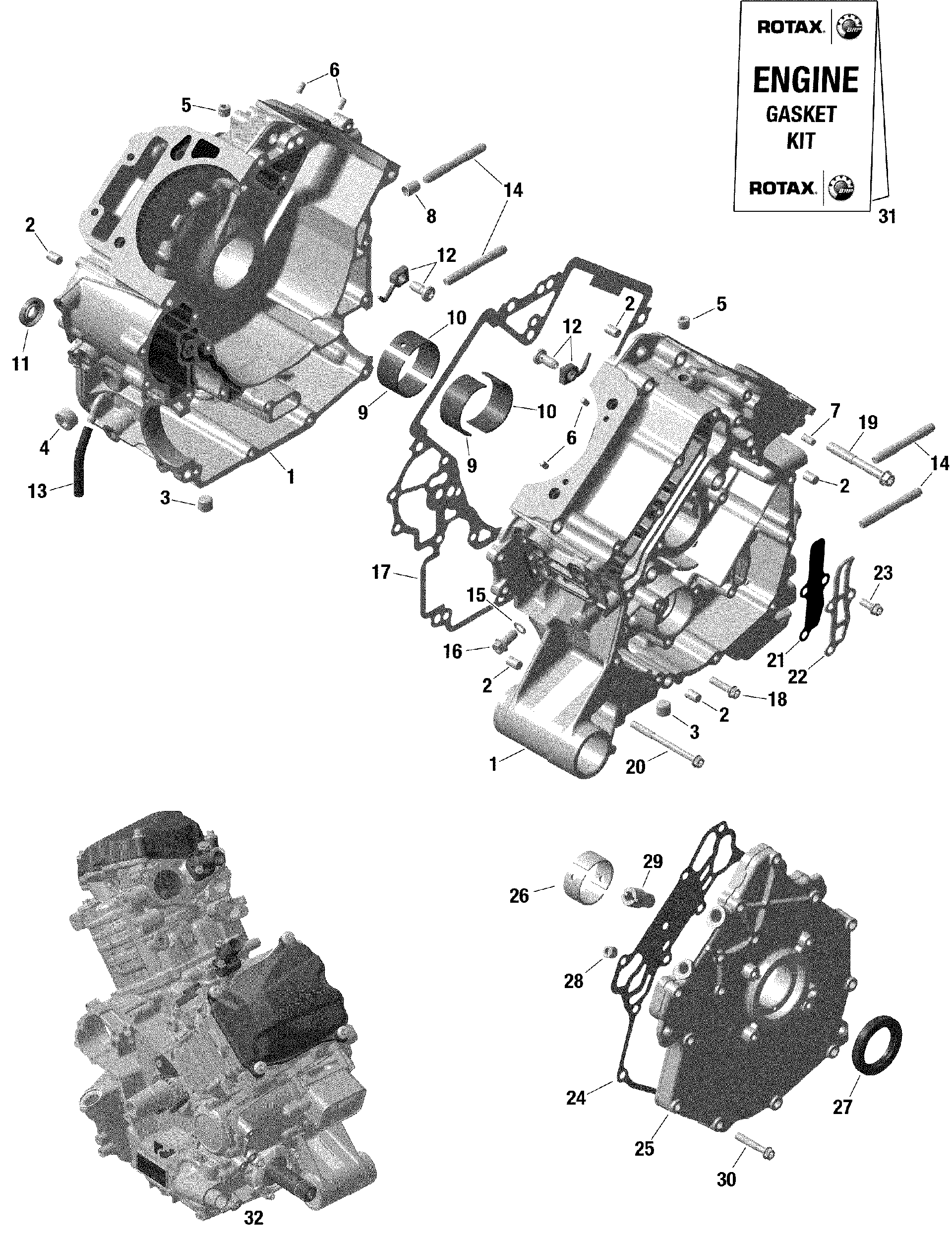 An Image of a Genuine Can-Am Parts Schematic Diagram showing the schematic - CRANKCASE