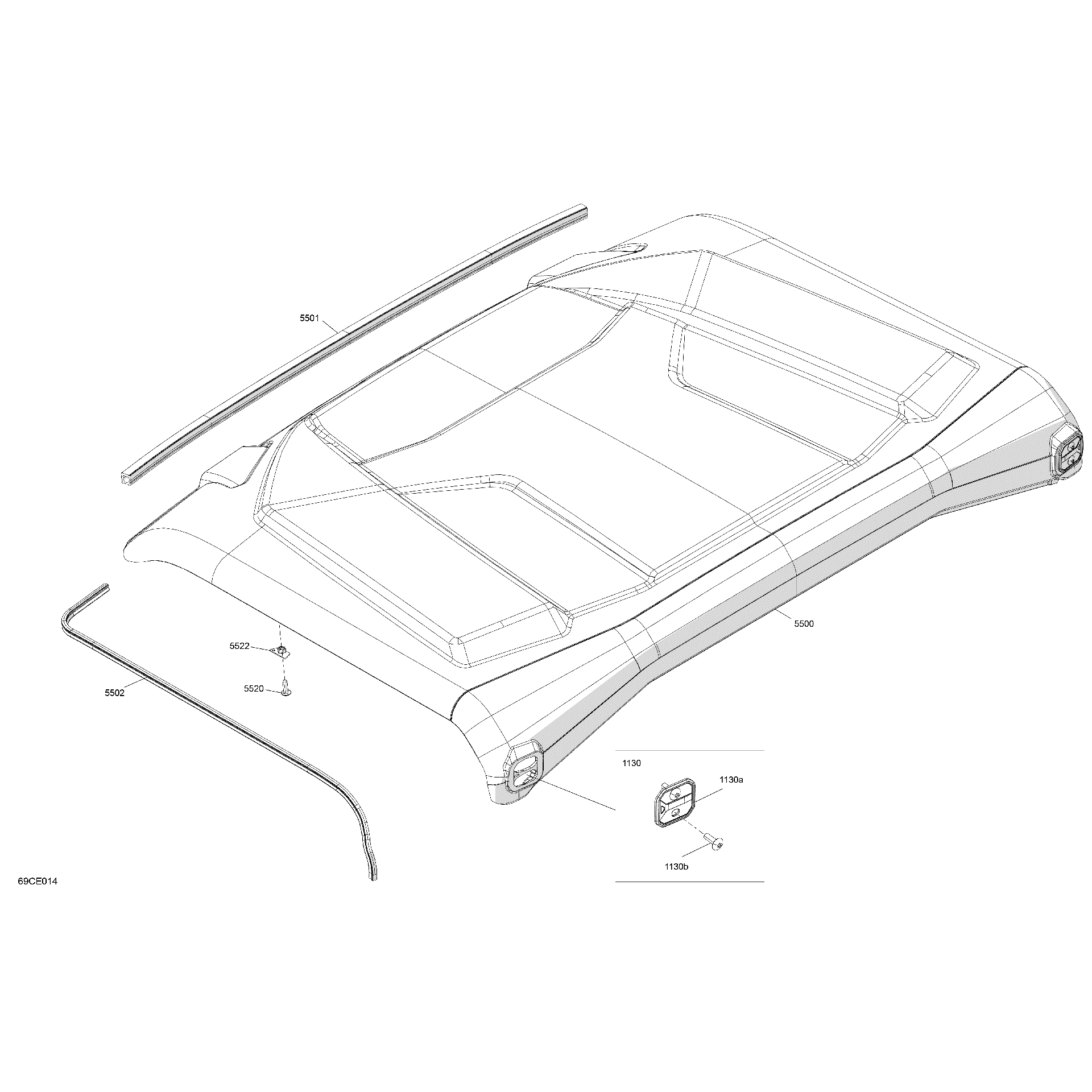An Image of a Genuine Can-Am Parts Schematic Diagram showing the schematic - BODY - ROOF
