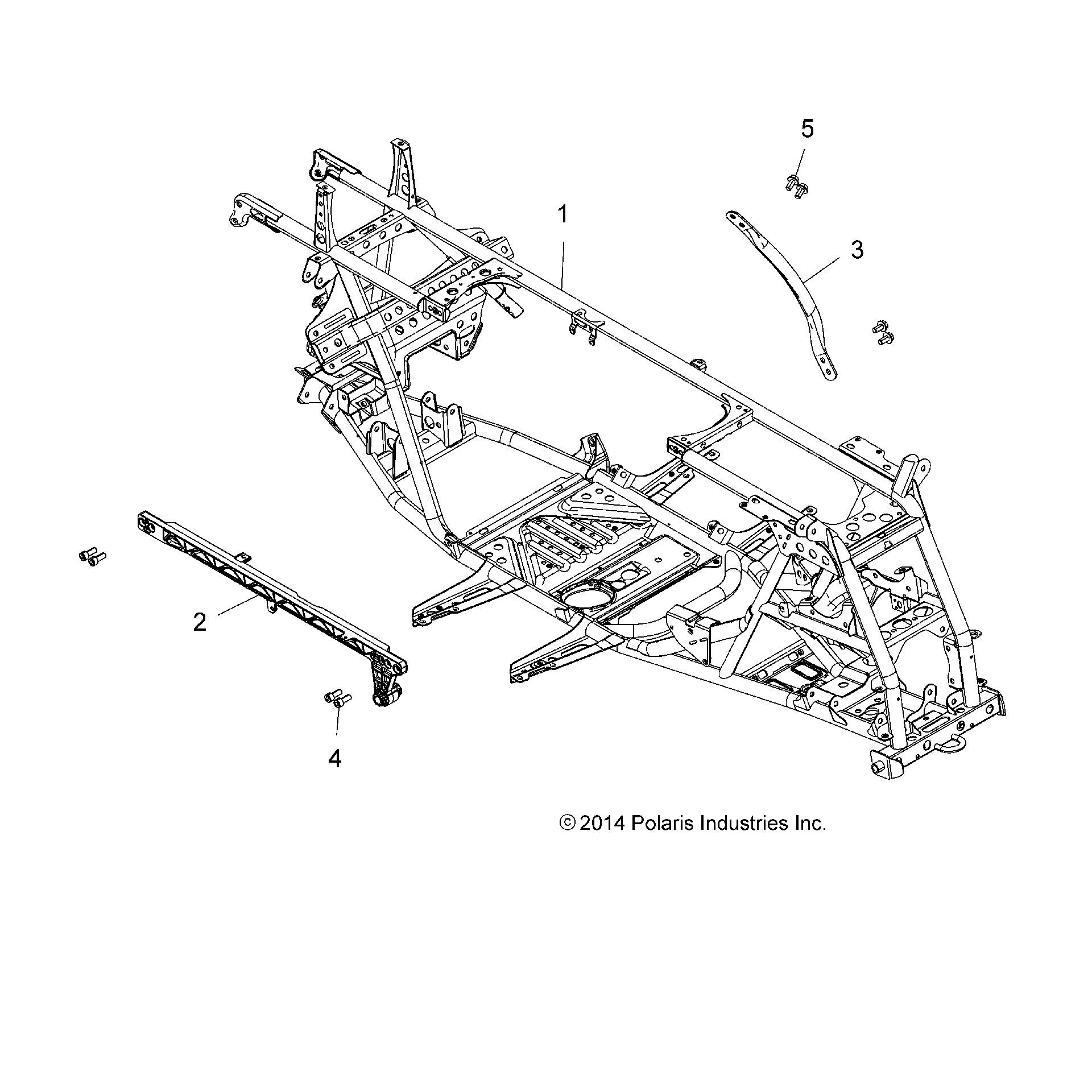 An Image of a Genuine Polaris Parts Schematic Diagram showing the schematic - CHASSIS: MAIN FRAME - 2016 POLARIS SPORTSMAN 850 SP