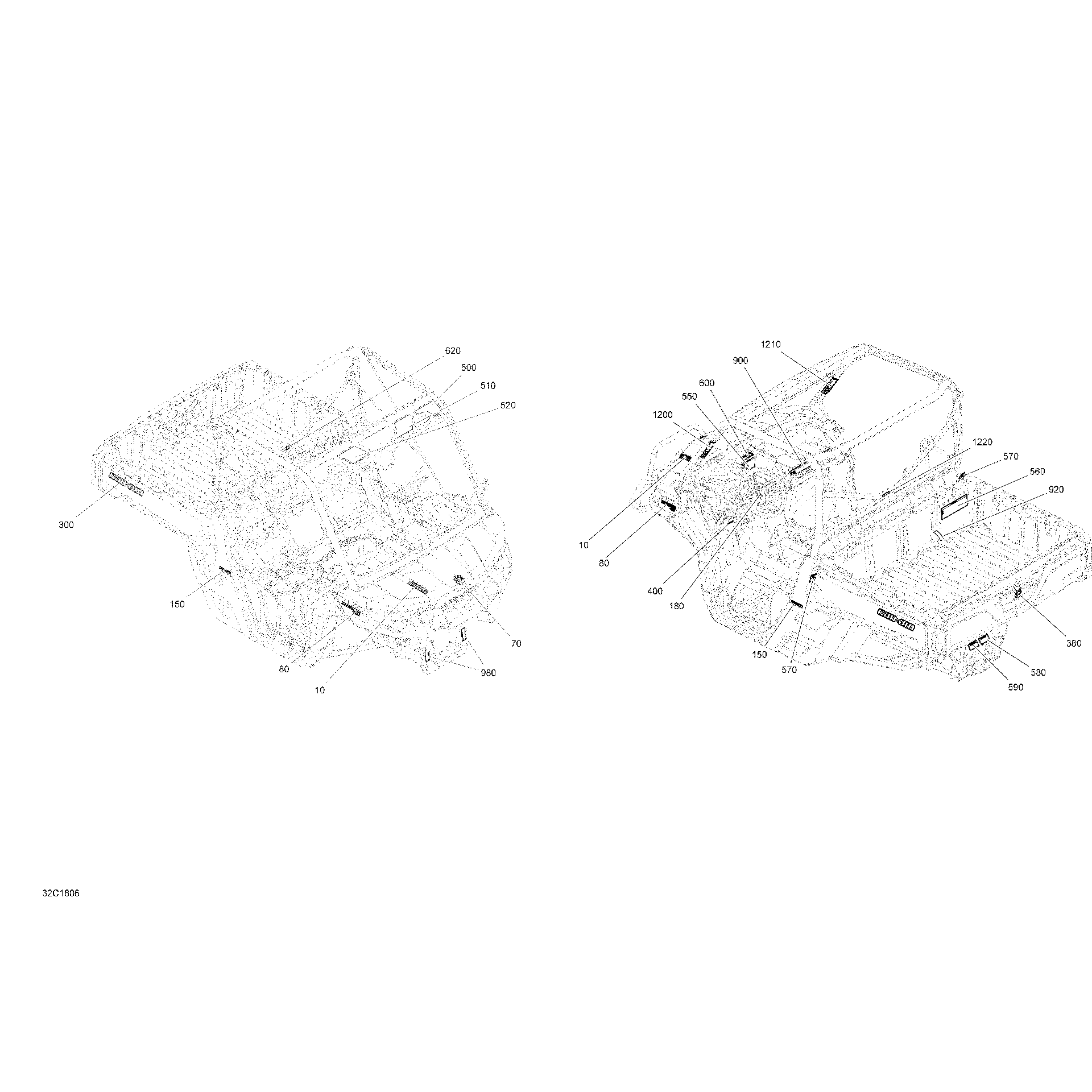An Image of a Genuine Can-Am Parts Schematic Diagram showing the schematic - DECALS TRAXTER NON MAX HD10 PACKAGE XT