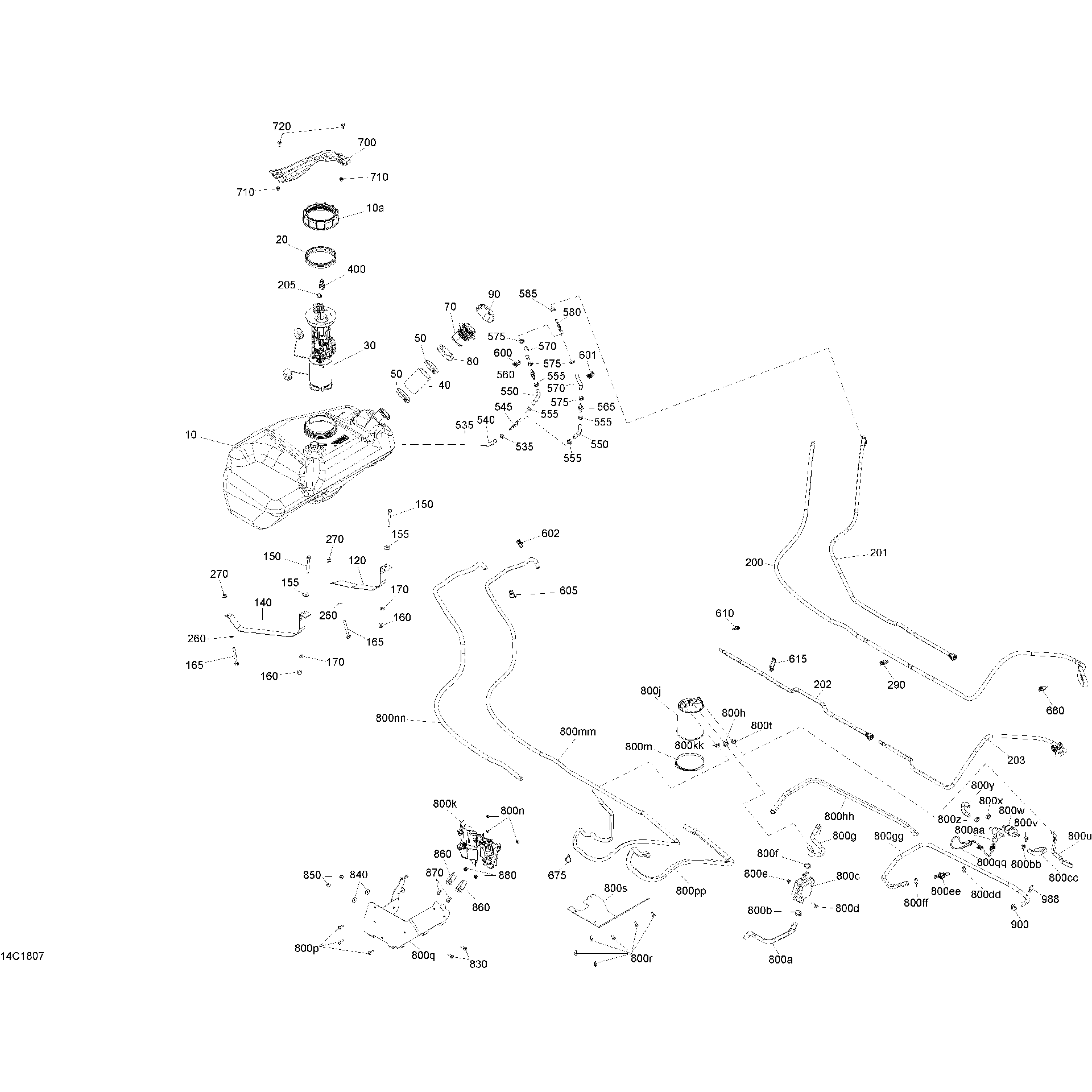 An Image of a Genuine Can-Am Parts Schematic Diagram showing the schematic - FUEL EVAP MODEL