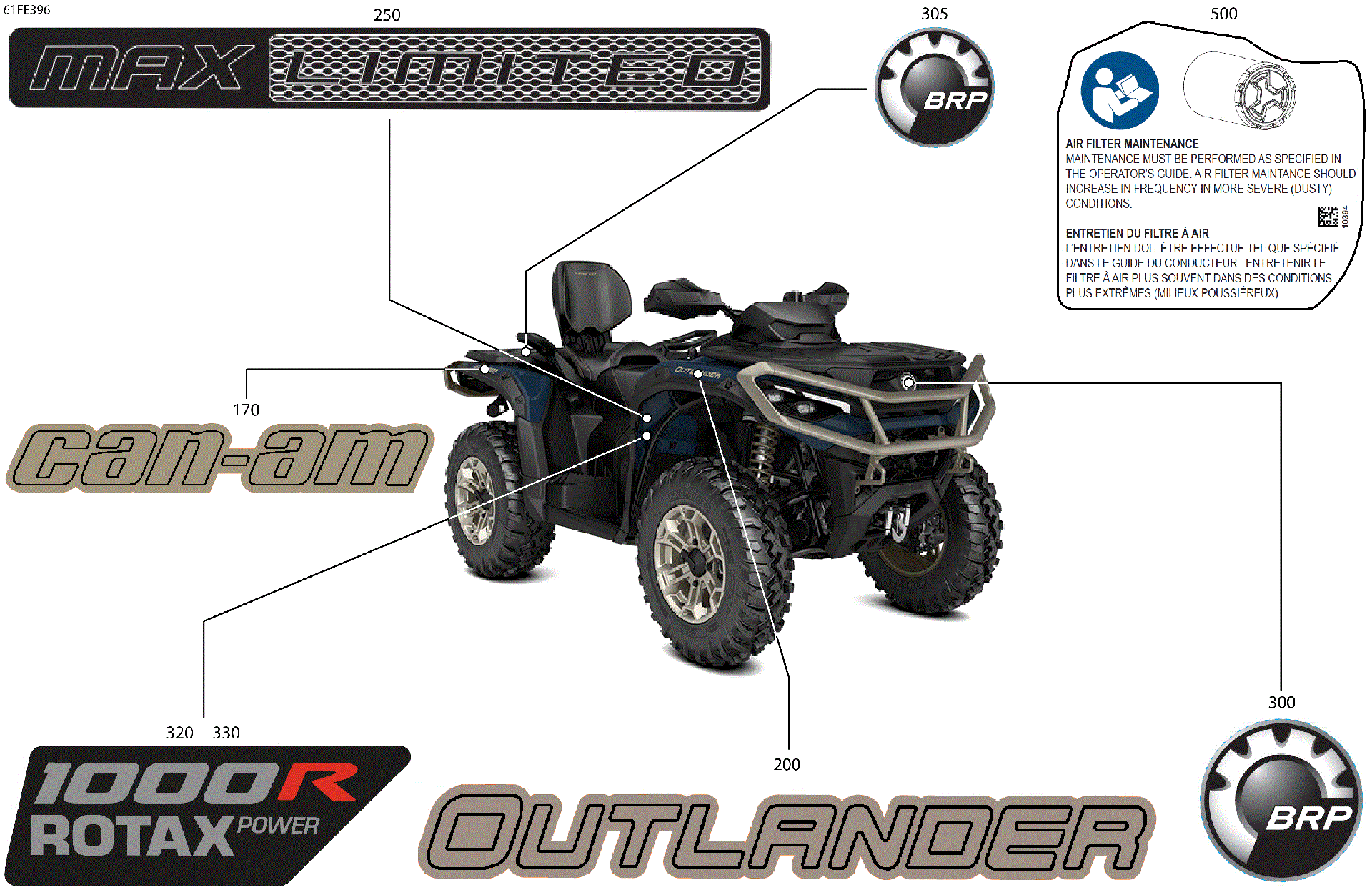 An Image of a Genuine Can-Am Parts Schematic Diagram showing the schematic - BODY - FEATURE DECALS
