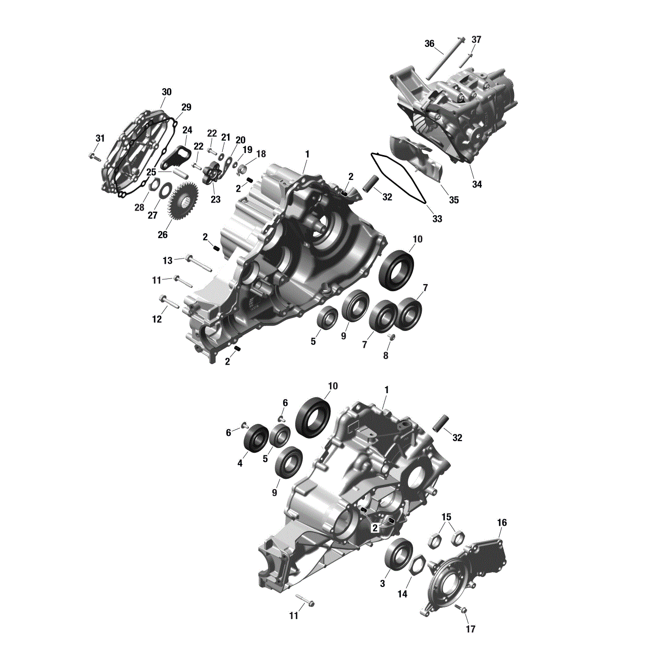 An Image of a Genuine Can-Am Parts Schematic Diagram showing the schematic - ROTAX - GEAR BOX 1 - 686 888 - TREMEC - 2ND GENERATION
