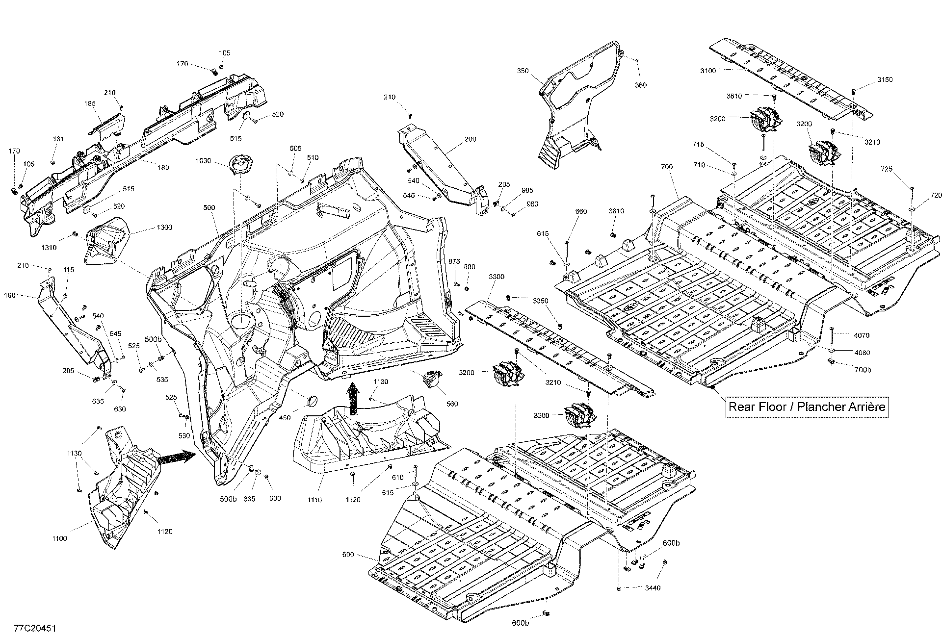 An Image of a Genuine Can-Am Parts Schematic Diagram showing the schematic - CAB INTERIOR - FIRE WALL AND FLOOR