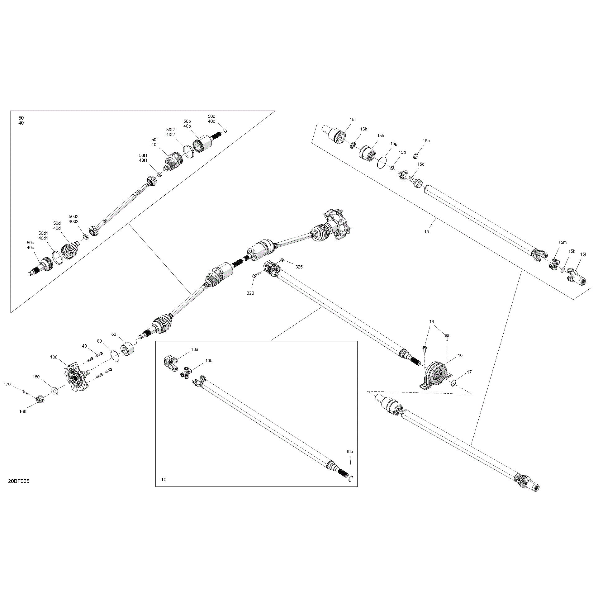 An Image of a Genuine Can-Am Parts Schematic Diagram showing the schematic - DRIVE - FRONT - COMMON PARTS