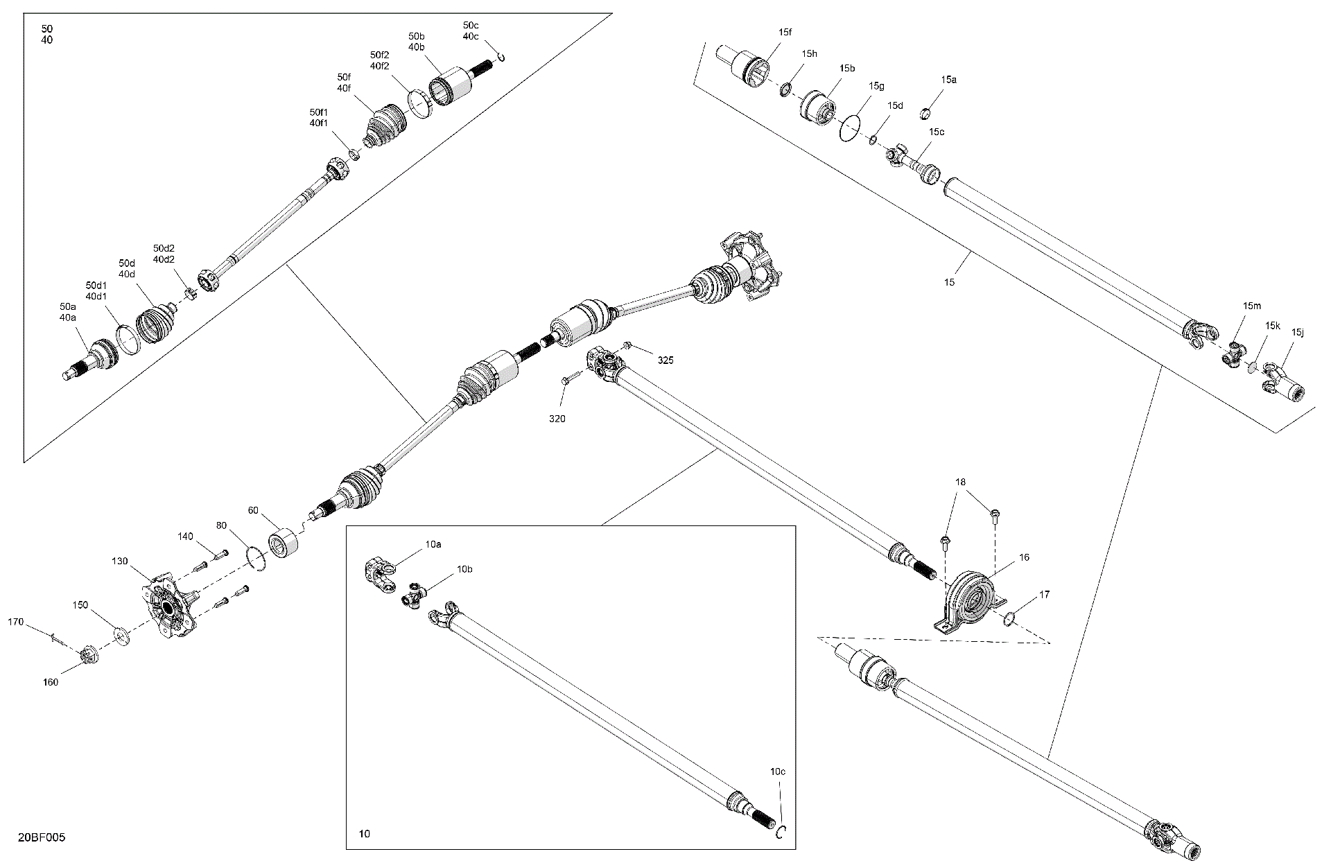 An Image of a Genuine Can-Am Parts Schematic Diagram showing the schematic - DRIVE - FRONT - COMMON PARTS