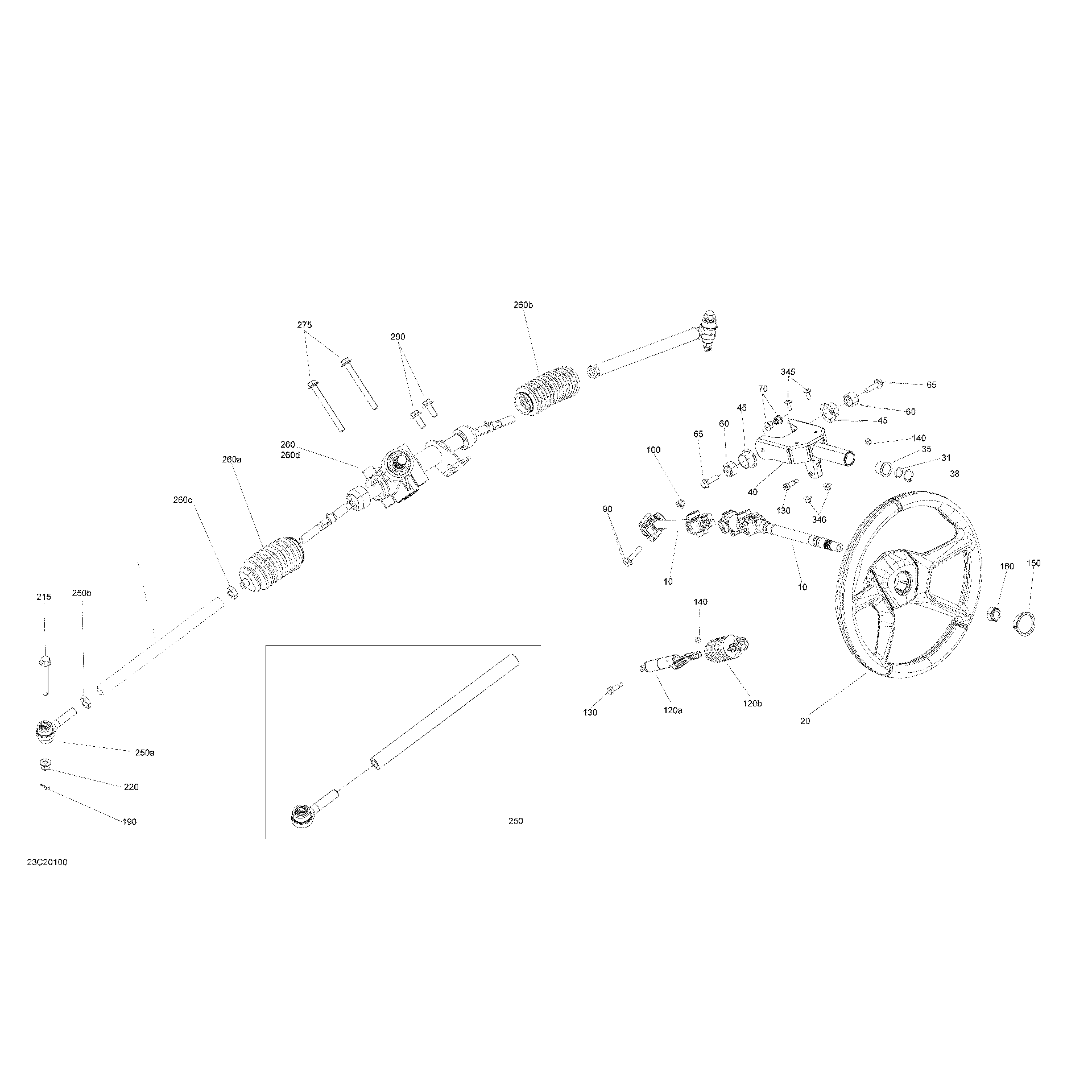 An Image of a Genuine Can-Am Parts Schematic Diagram showing the schematic - STEERING