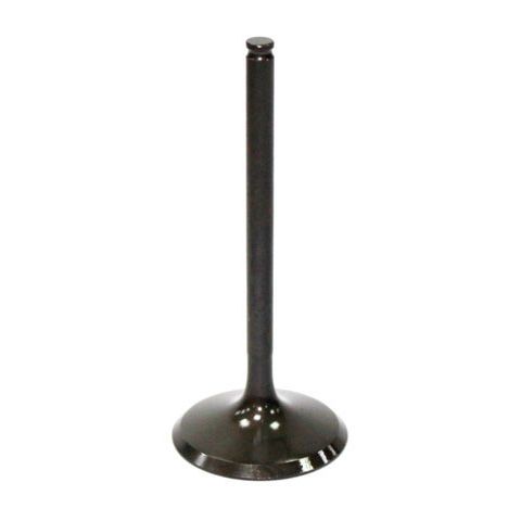 The Kawasaki KFX 450R Exhaust Valve by Bronco is a metal UTV engine valve with a flat, circular base and a long, cylindrical stem, shown upright against a white background.