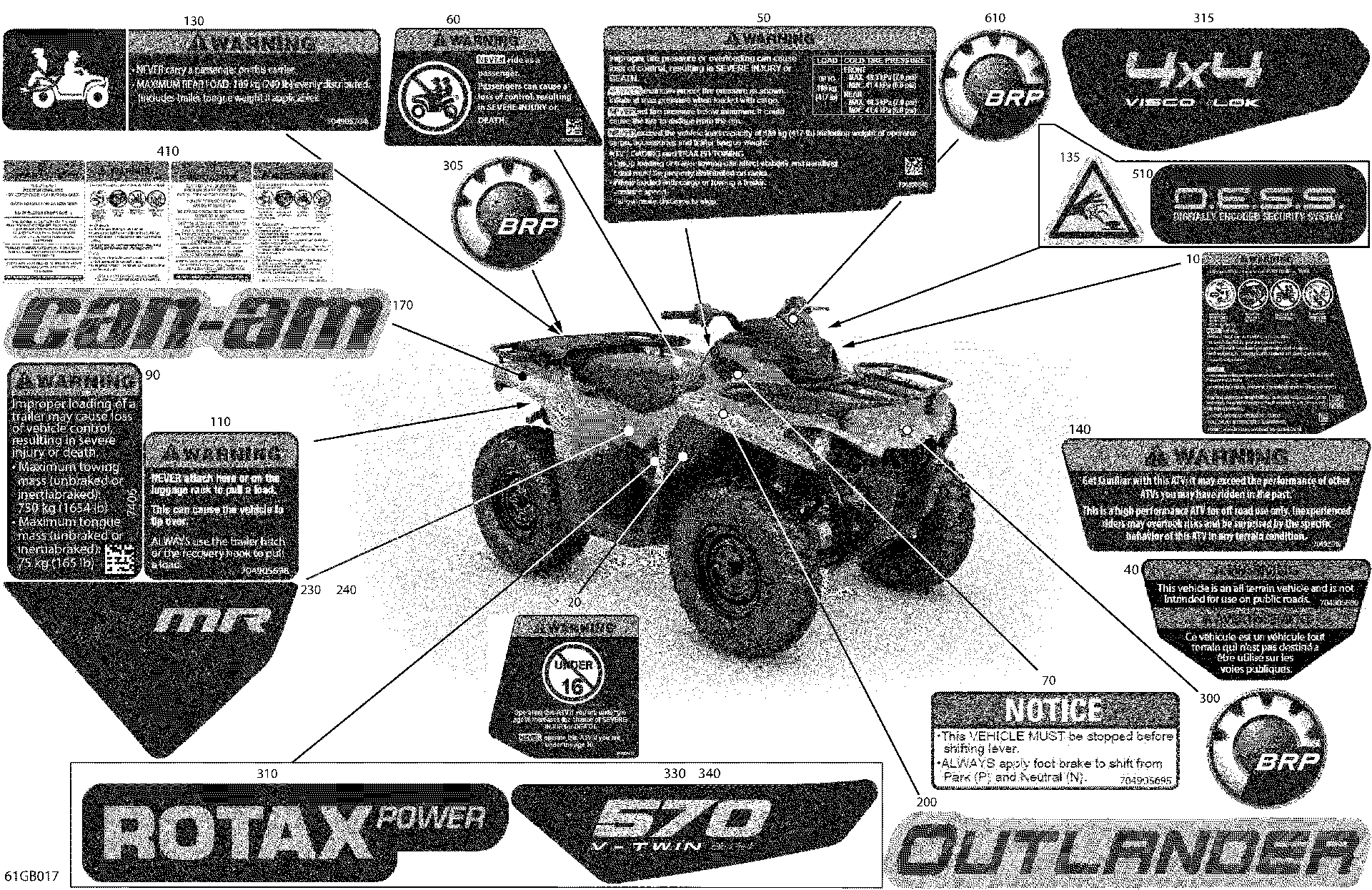 An Image of a Genuine Can-Am Parts Schematic Diagram showing the schematic - BODY - DECALS