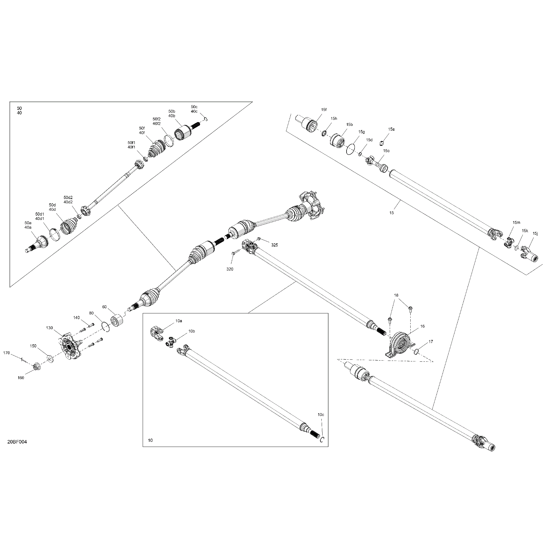 An Image of a Genuine Can-Am Parts Schematic Diagram showing the schematic - DRIVE - FRONT - COMMON PARTS