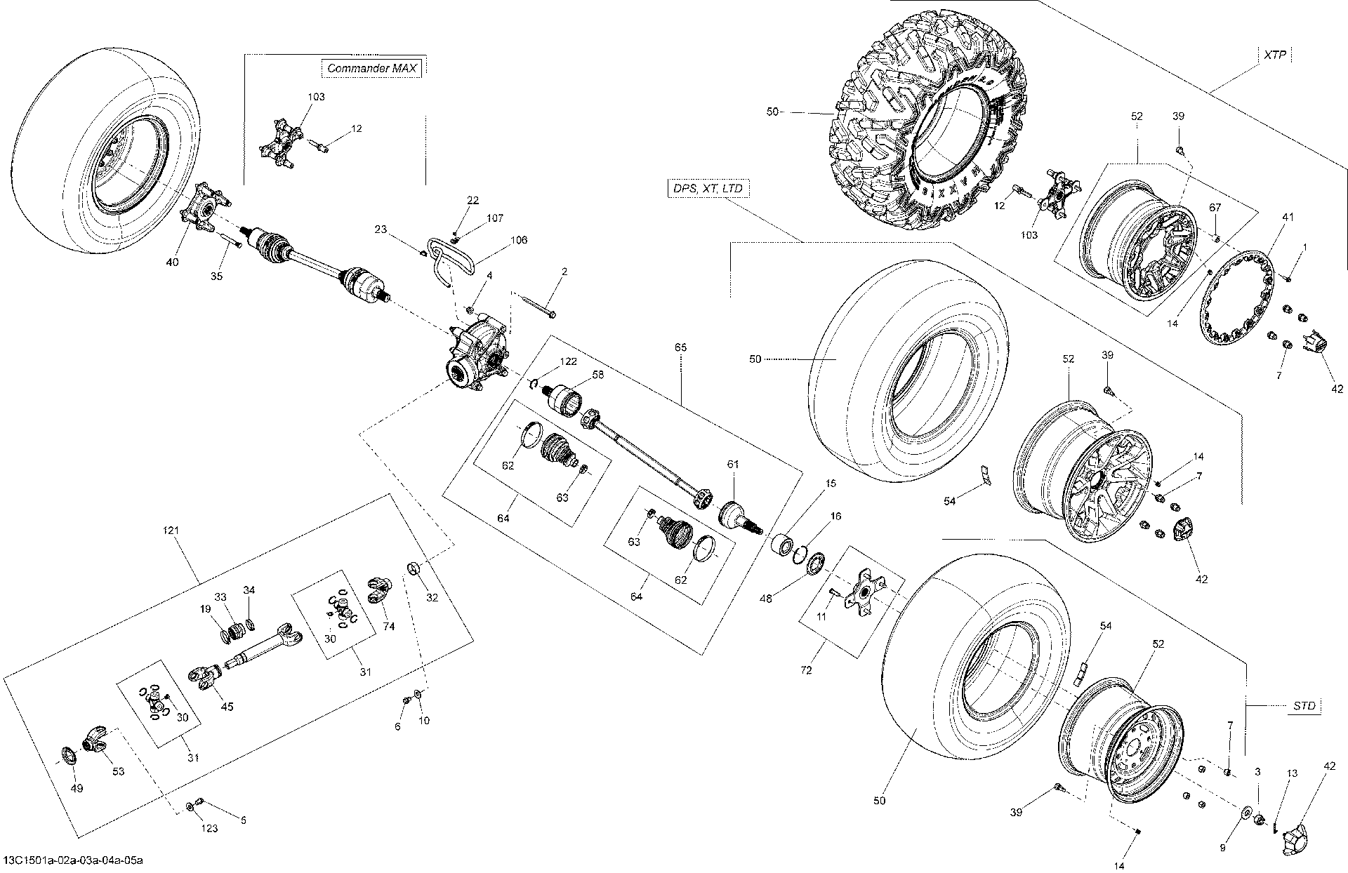 An Image of a Genuine Can-Am Parts Schematic Diagram showing the schematic - DRIVE SYSTEM REAR _13C1505A