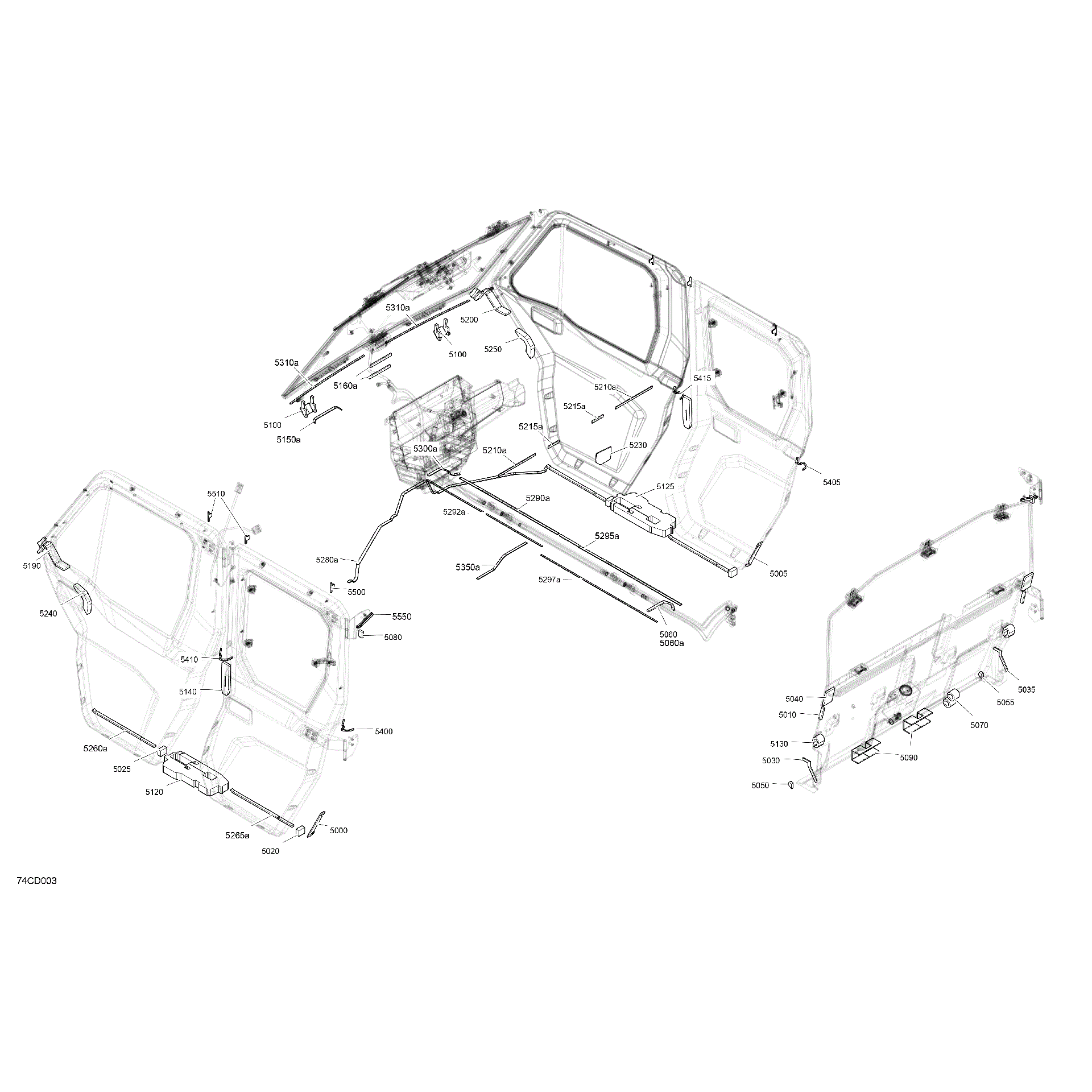 An Image of a Genuine Can-Am Parts Schematic Diagram showing the schematic - ENCLOSURE CAB - ISOLATIONS