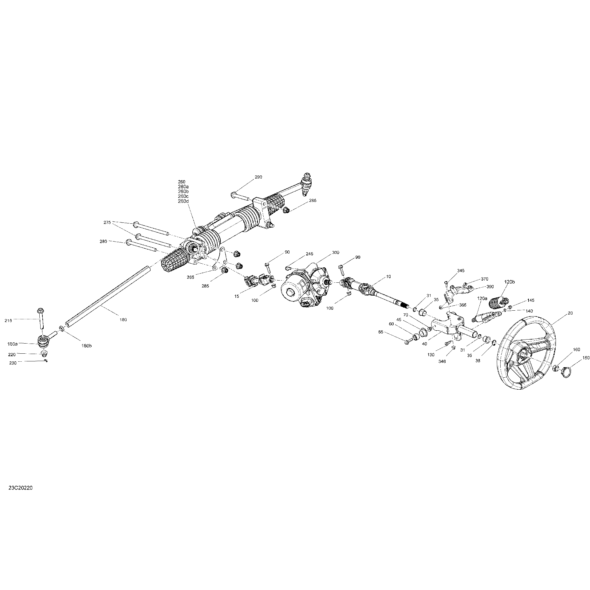 An Image of a Genuine Can-Am Parts Schematic Diagram showing the schematic - STEERING