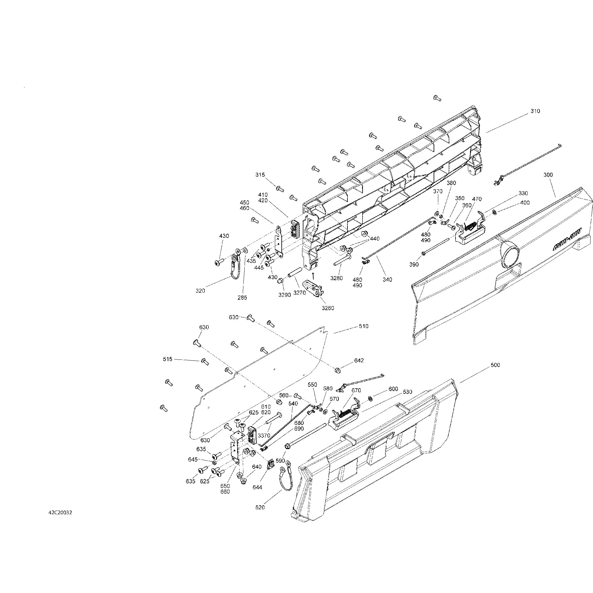 An Image of a Genuine Can-Am Parts Schematic Diagram showing the schematic - REAR CARGO BOX - DOOR