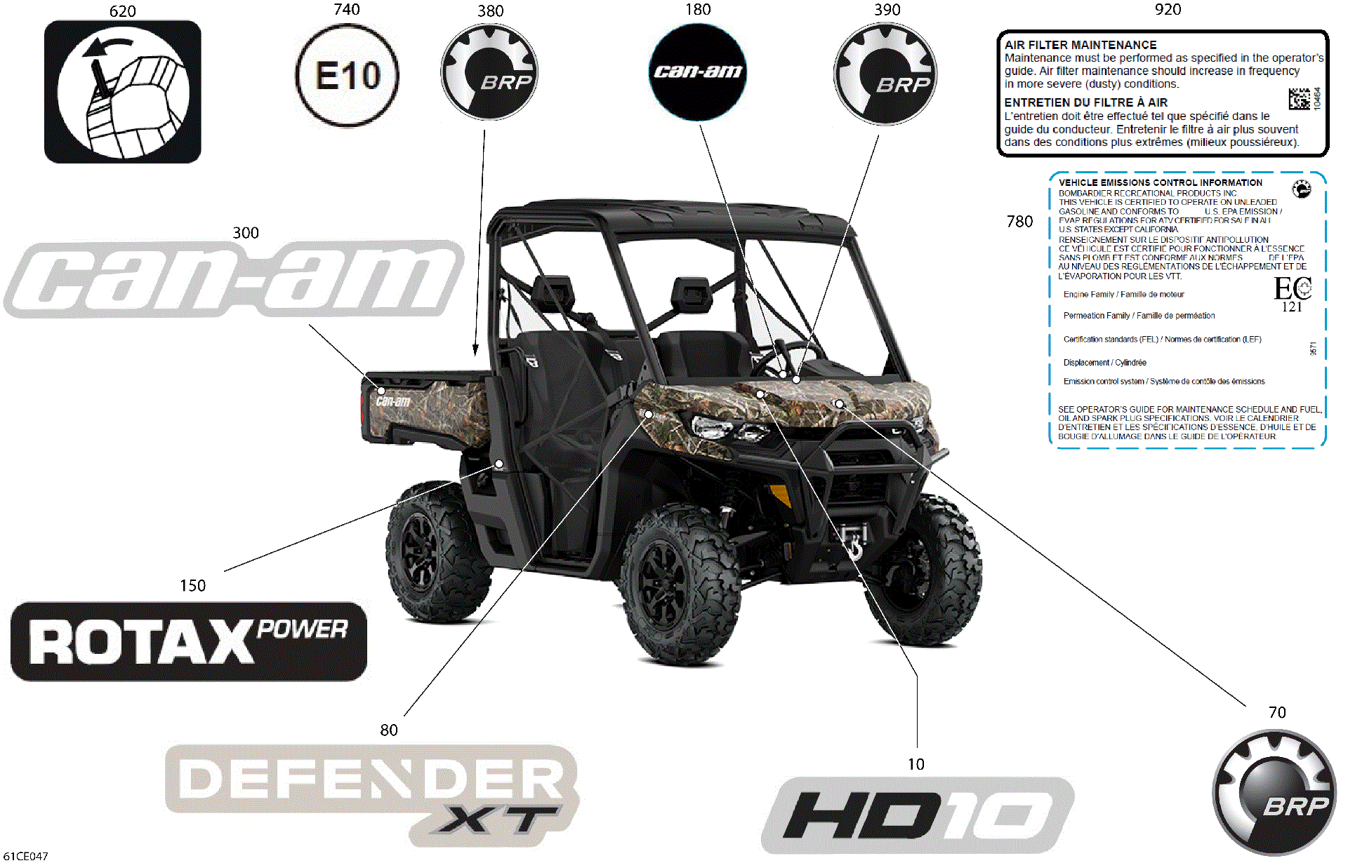 An Image of a Genuine Can-Am Parts Schematic Diagram showing the schematic - BODY - DECALS