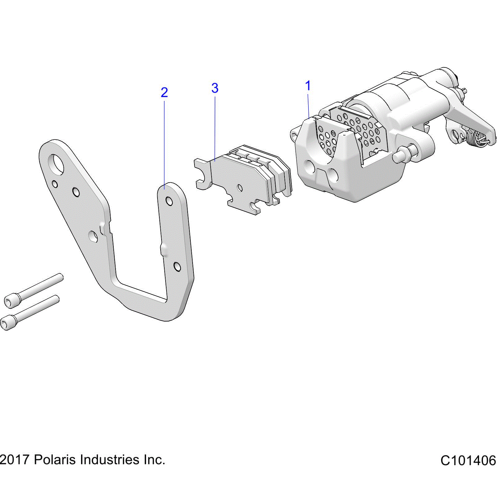 An Image of a Genuine Polaris Parts Schematic Diagram showing the schematic - BRAKES: REAR CALIPER - 2021 POLARIS ACE 150 EFI