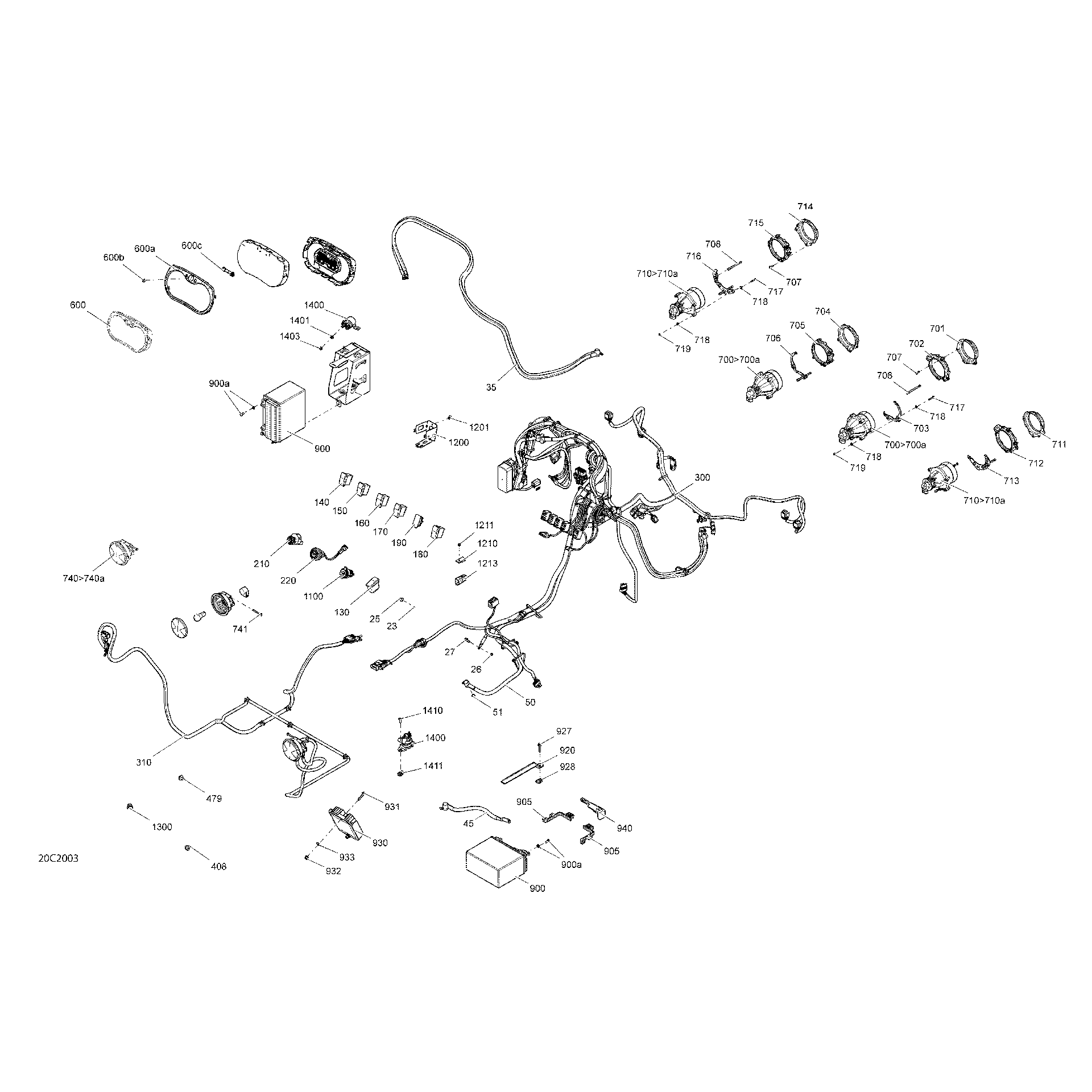 An Image of a Genuine Can-Am Parts Schematic Diagram showing the schematic - ELECTRICAL SYSTEM