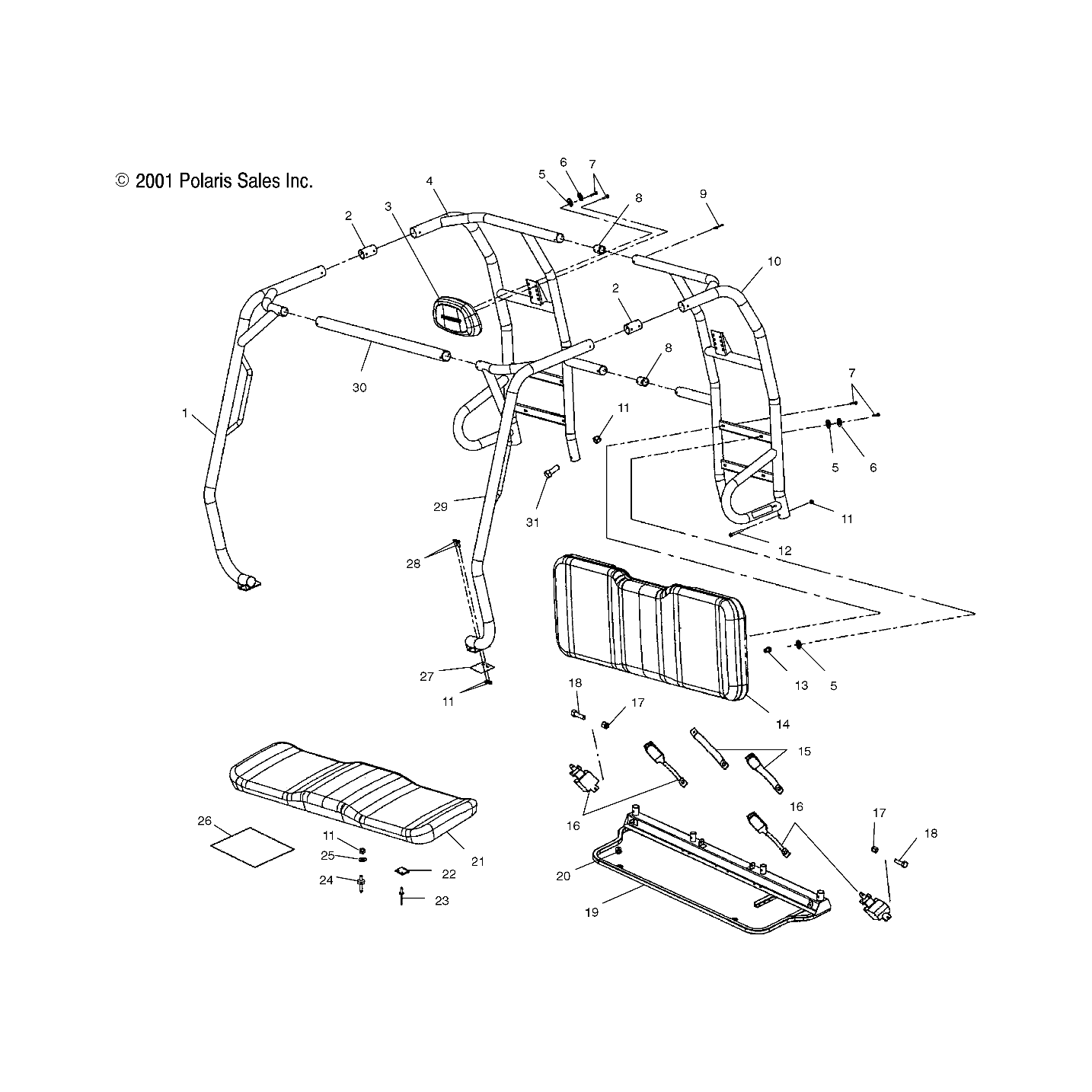 Cab Frame,Right,Front,Blk by Polaris 1013333-067 OEM Hardware P1013333-067 Off Road Express Drop Ship