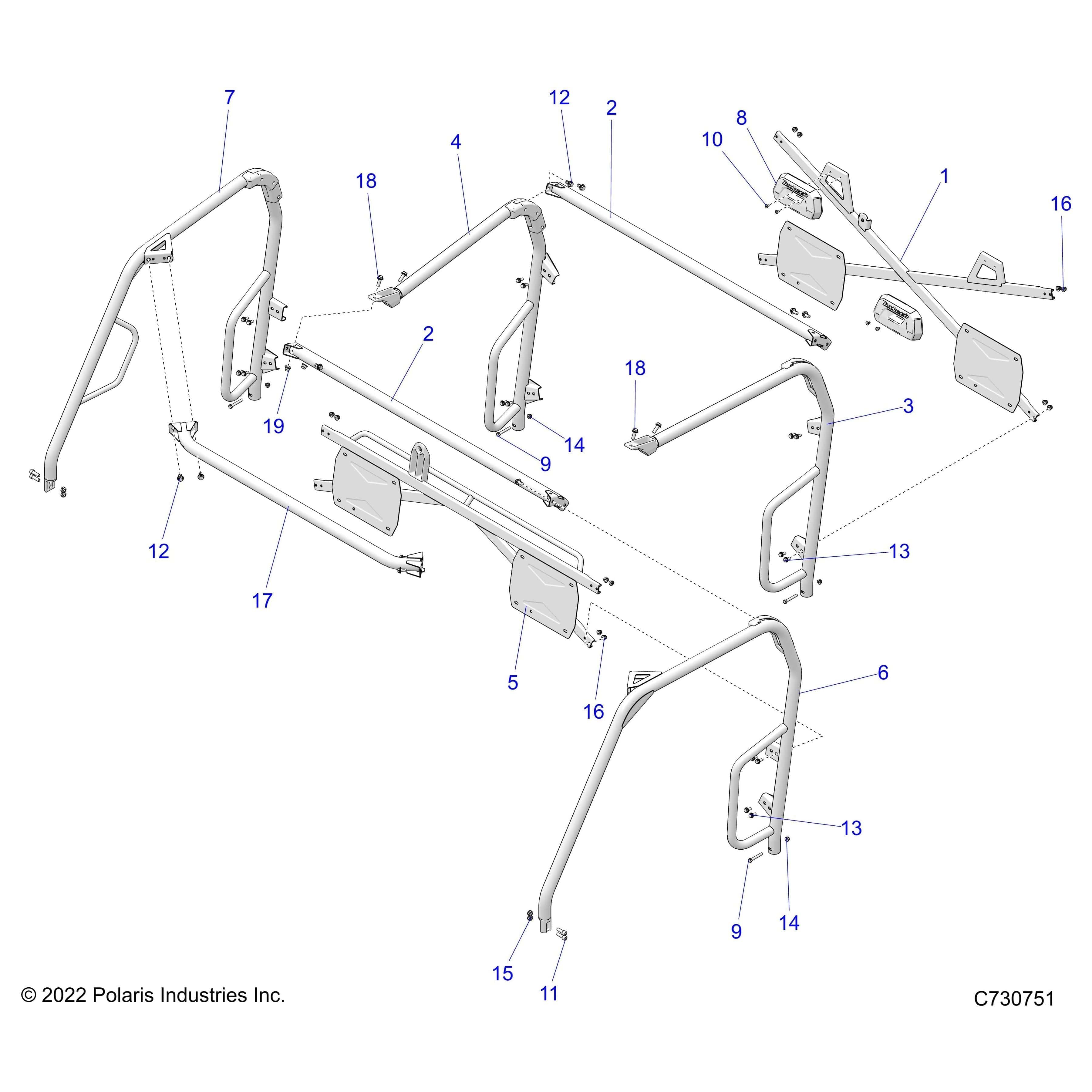 Cab Frame Weld, Cross, Matte Bl by Polaris 1019939-458 OEM Hardware P1019939-458 Off Road Express