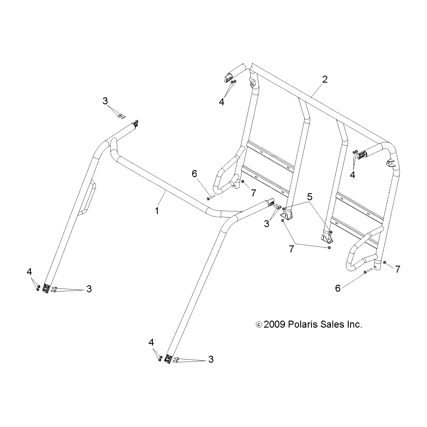 Cab Frame Weld, Front, Matte Bl by Polaris 1016686-458 OEM Hardware P1016686-458 Off Road Express Drop Ship