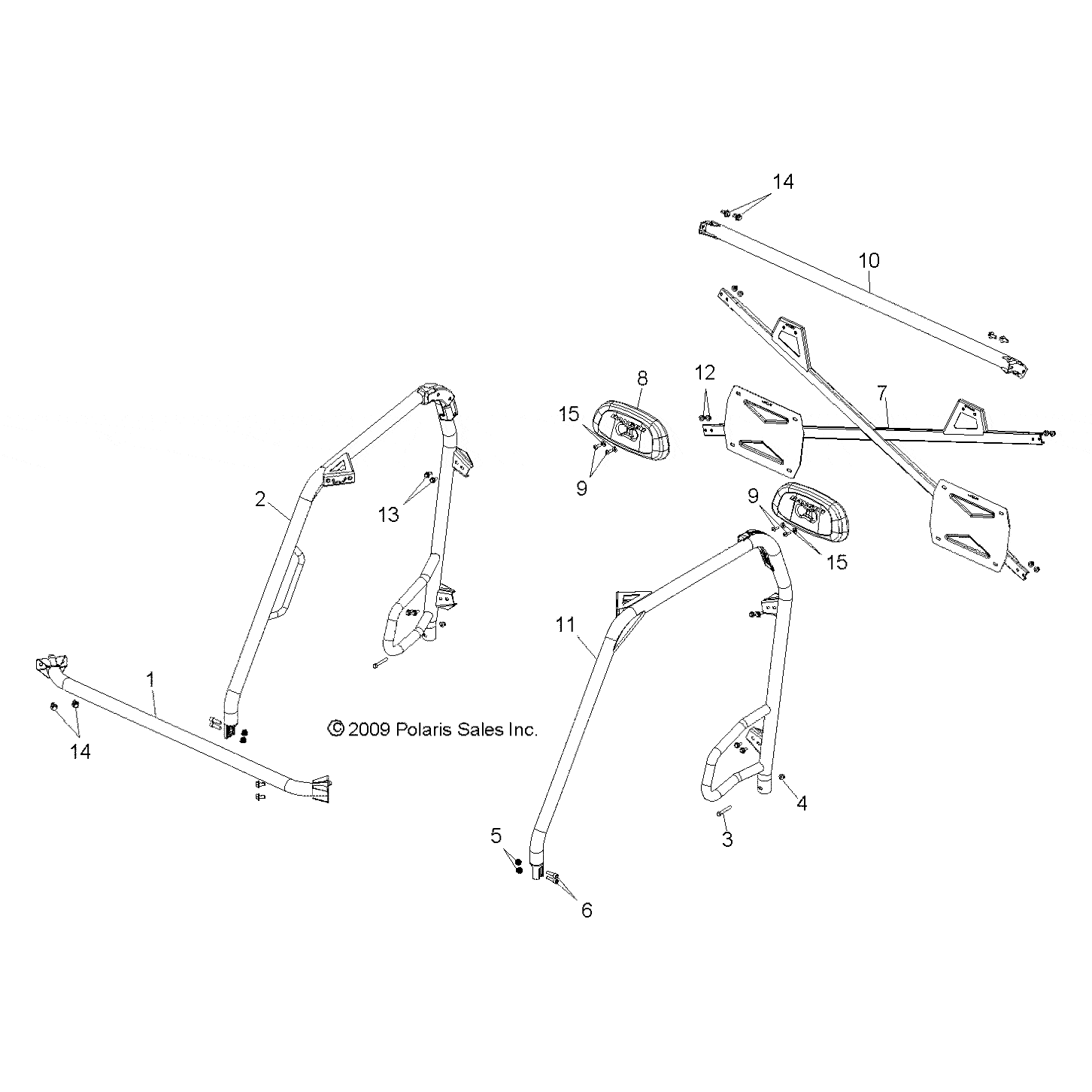 Cab Frame Weld Front Right Blk by Polaris 1017166-521 OEM Hardware P1017166-521 Off Road Express Drop Ship