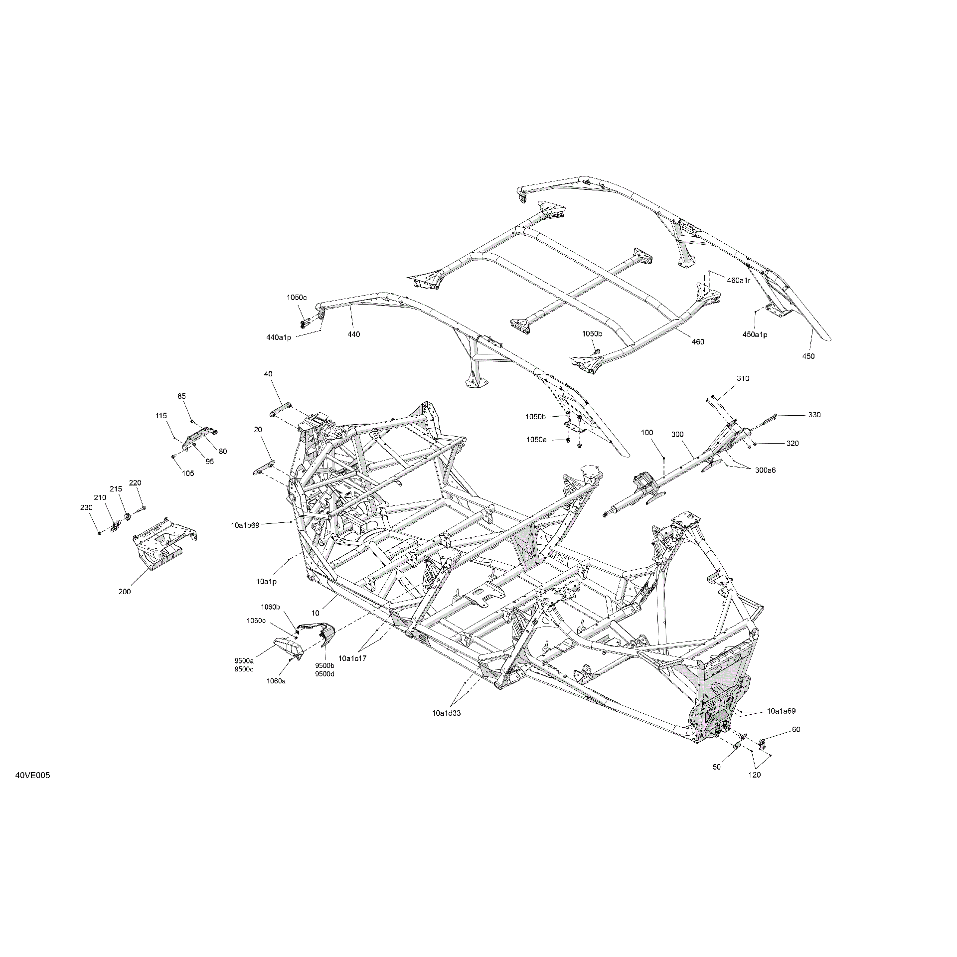 An Image of a Genuine Can-Am Parts Schematic Diagram showing the schematic - FRAME - SYSTEM