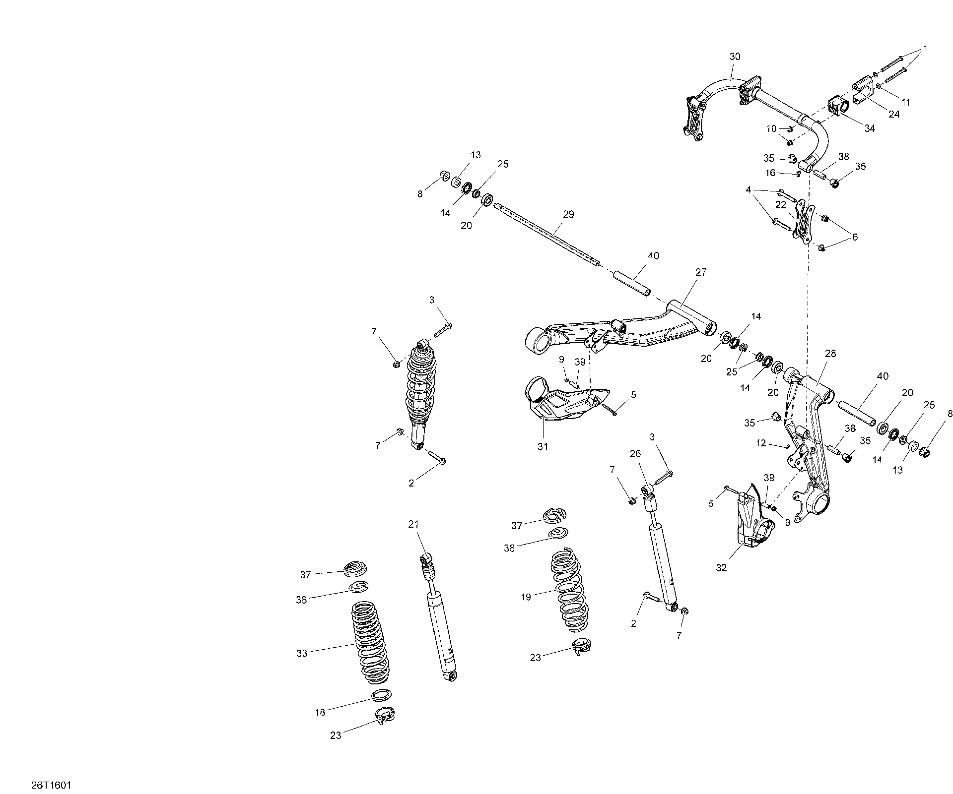 An Image of a Genuine Can-Am Parts Schematic Diagram showing the schematic - REAR SUSPENSION - ALL MODELS