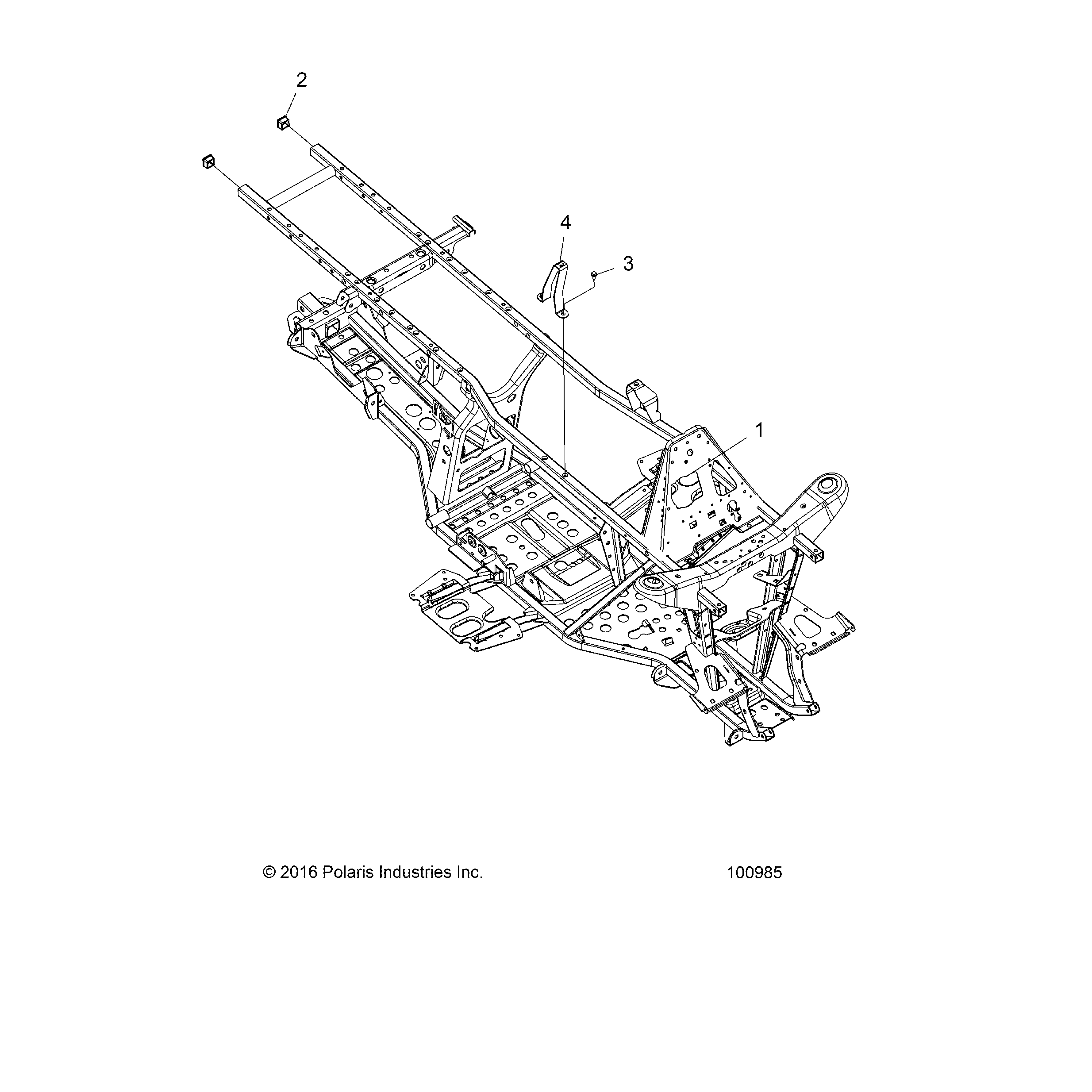An Image of a Genuine Polaris Parts Schematic Diagram showing the schematic - CHASSIS: FRAME - 2018 POLARIS SPORTSMAN 570 EFI UTE