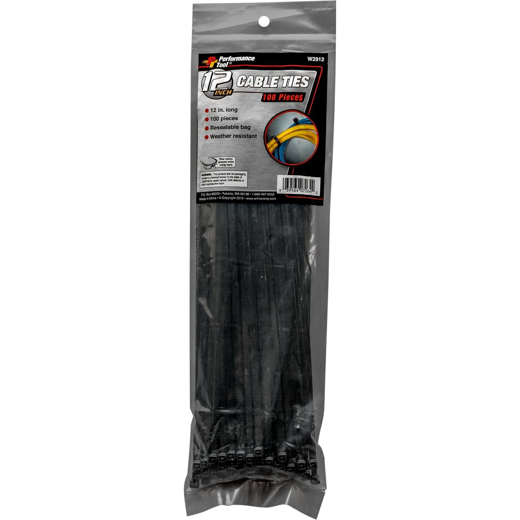 Cable Tie 12" 100/Pack by Performance Tool W2912 Zip Ties