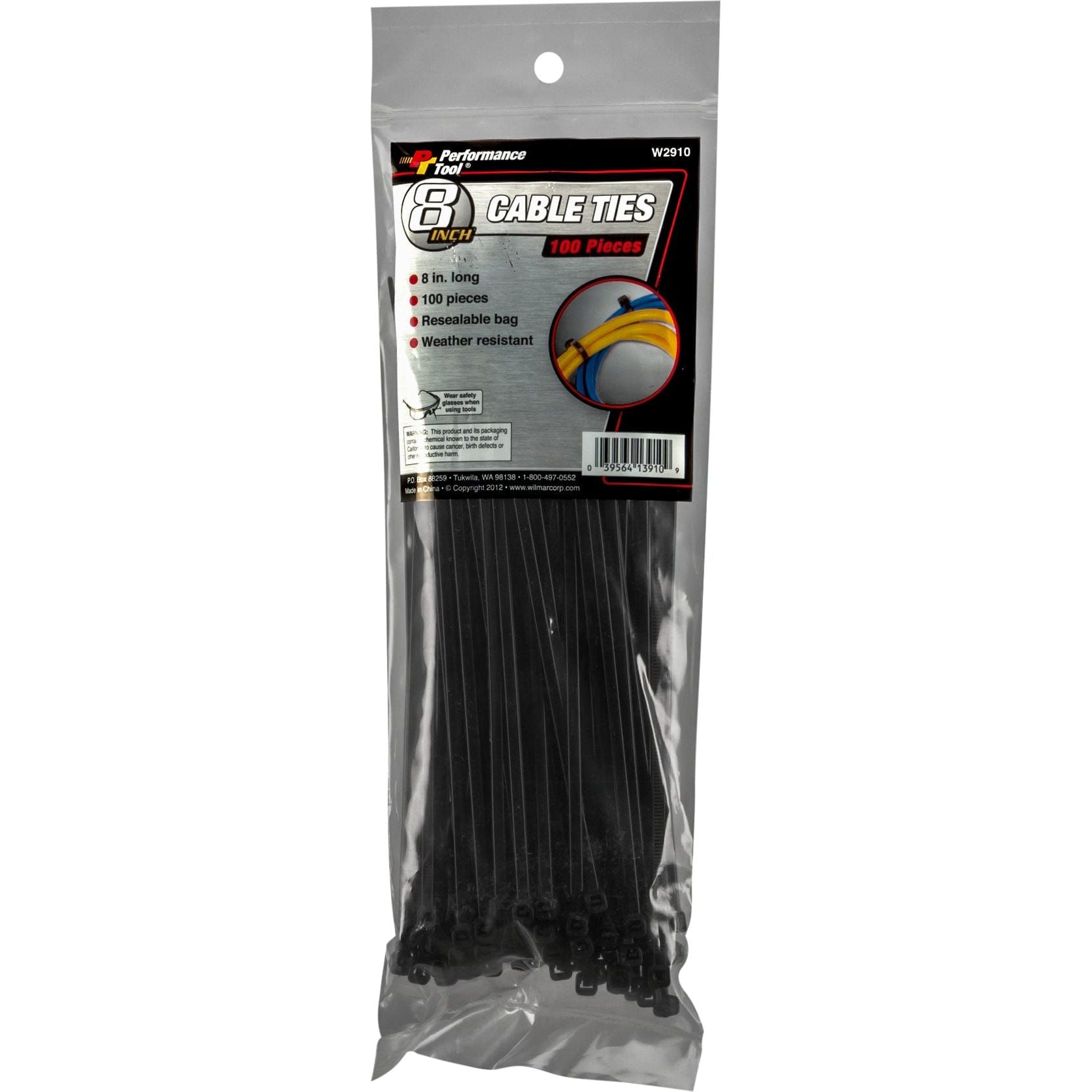 Cable Tie 8" 100/Pack by Performance Tool W2910 Zip Ties