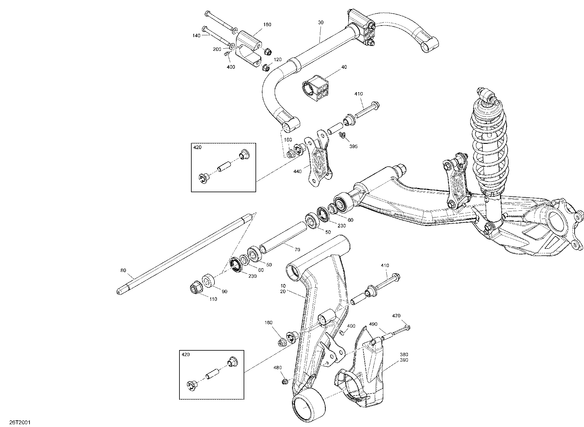 An Image of a Genuine Can-Am Parts Schematic Diagram showing the schematic - REAR SUSPENSION