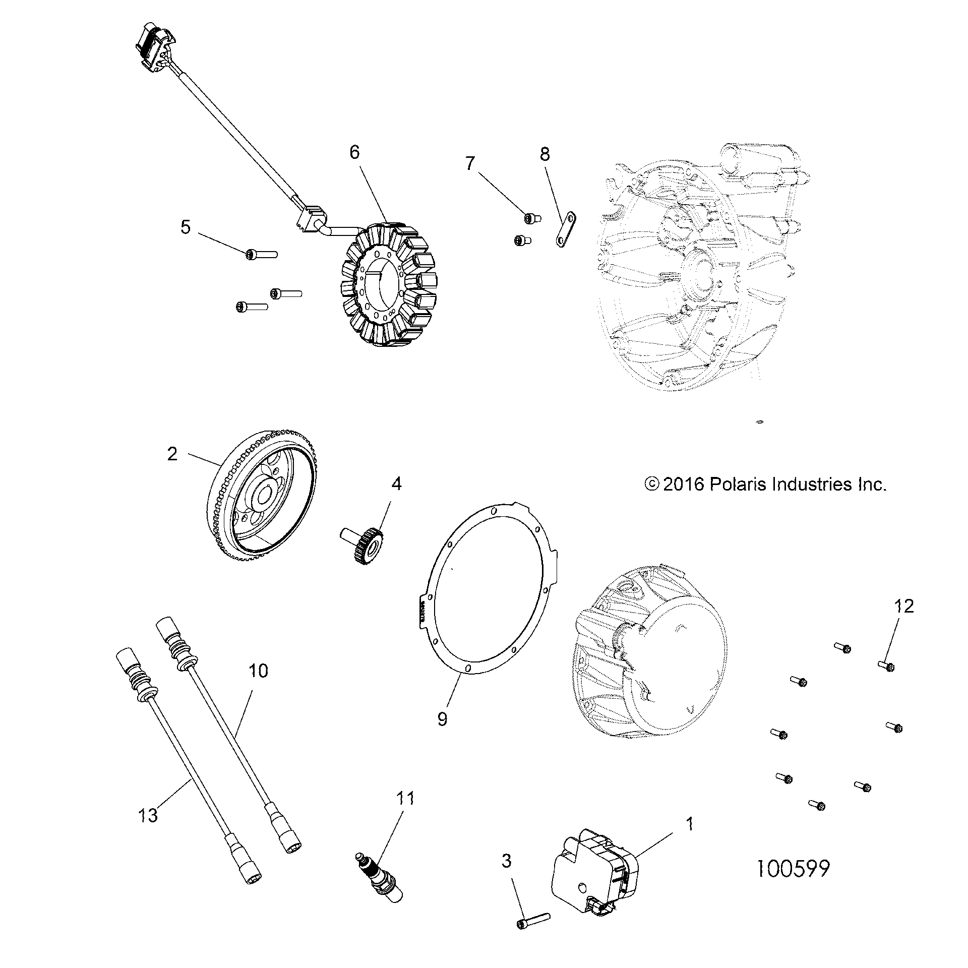 An Image of a Genuine Polaris Parts Schematic Diagram showing the schematic - ELECTRICAL: IGNITION SYSTEM - 2018 POLARIS SPORTSMAN 850 SP