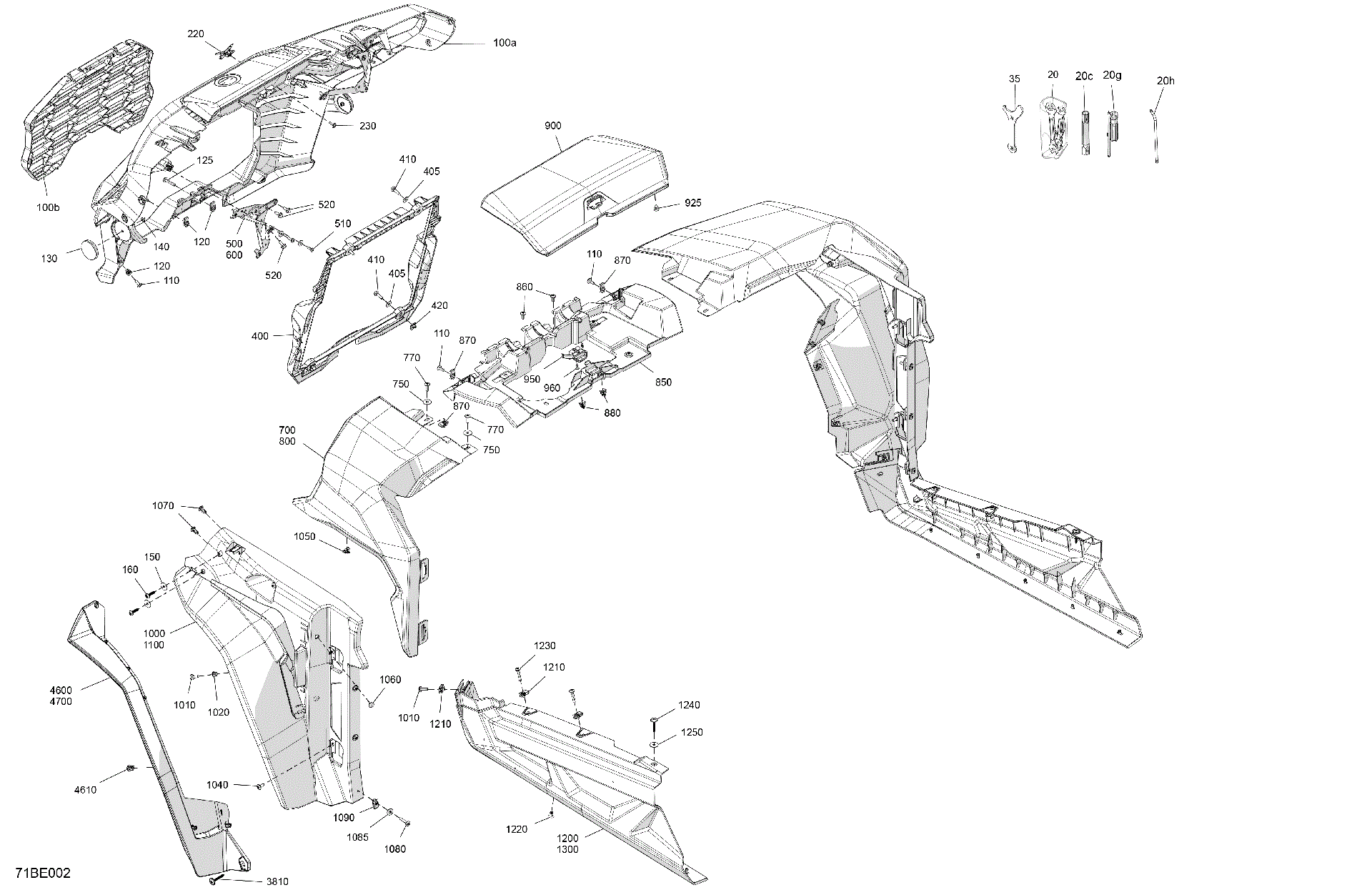 An Image of a Genuine Can-Am Parts Schematic Diagram showing the schematic - BODY - FRONT SECTION