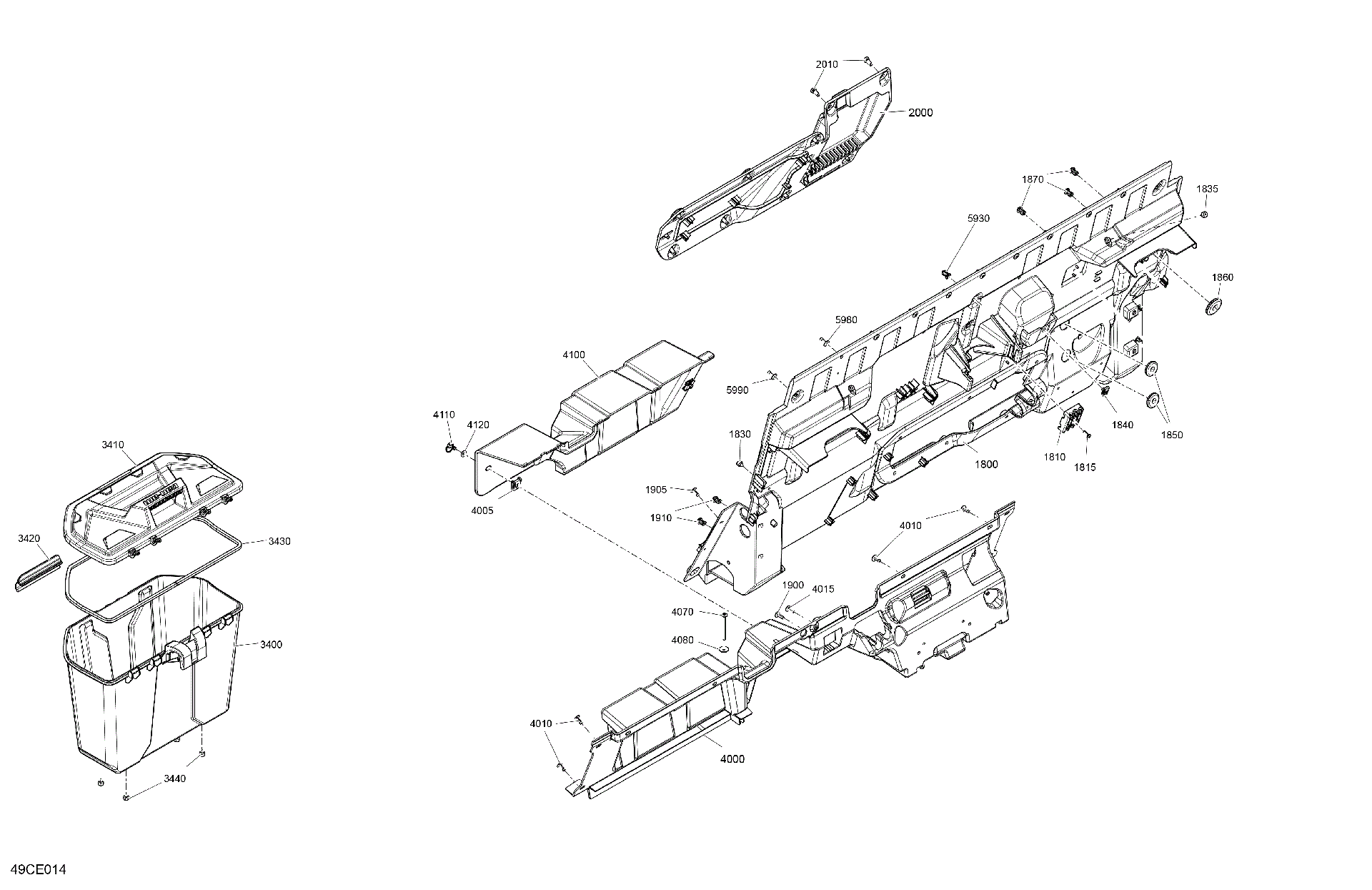 An Image of a Genuine Can-Am Parts Schematic Diagram showing the schematic - CAB INTERIOR - BACK WALL