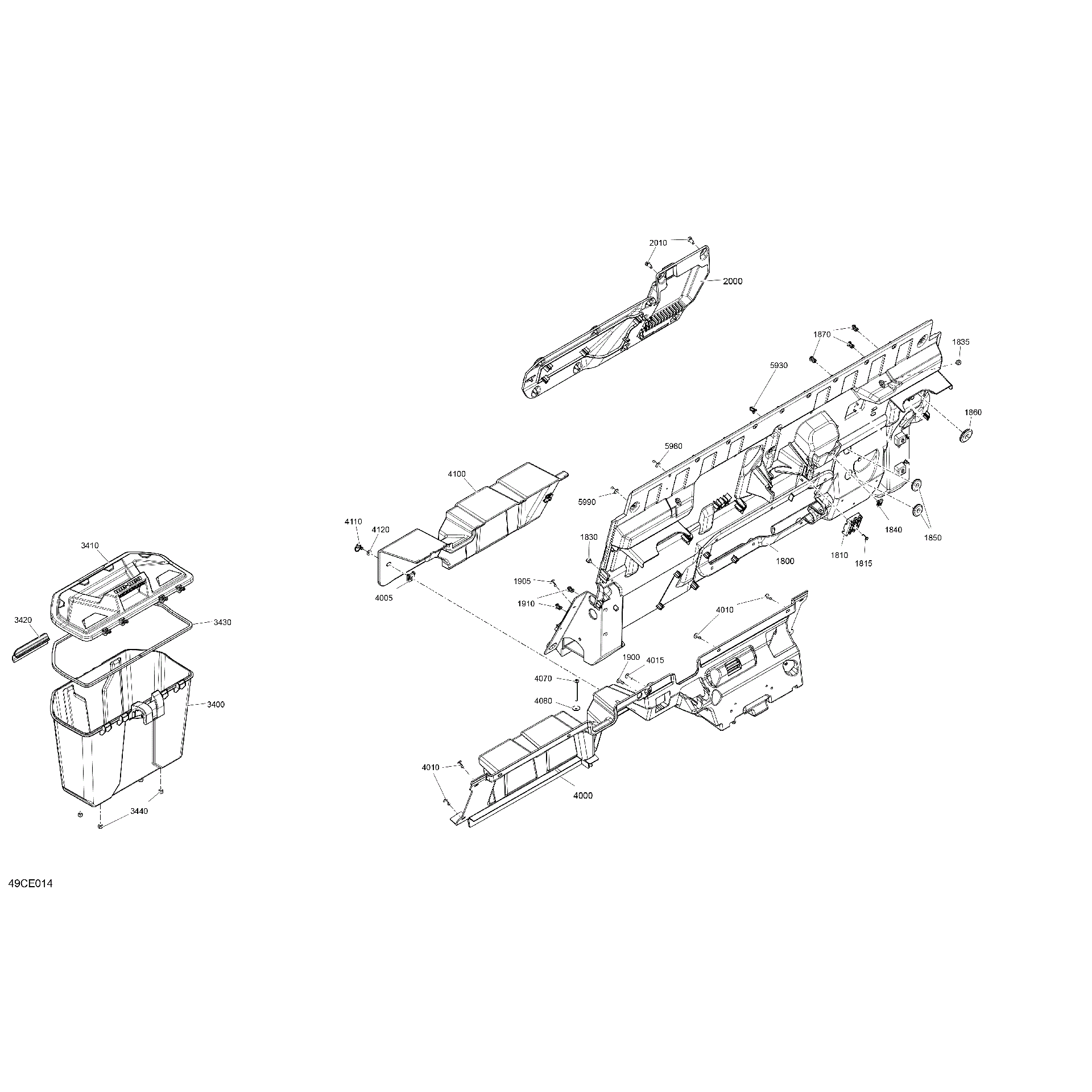 An Image of a Genuine Can-Am Parts Schematic Diagram showing the schematic - CAB INTERIOR - BACK WALL