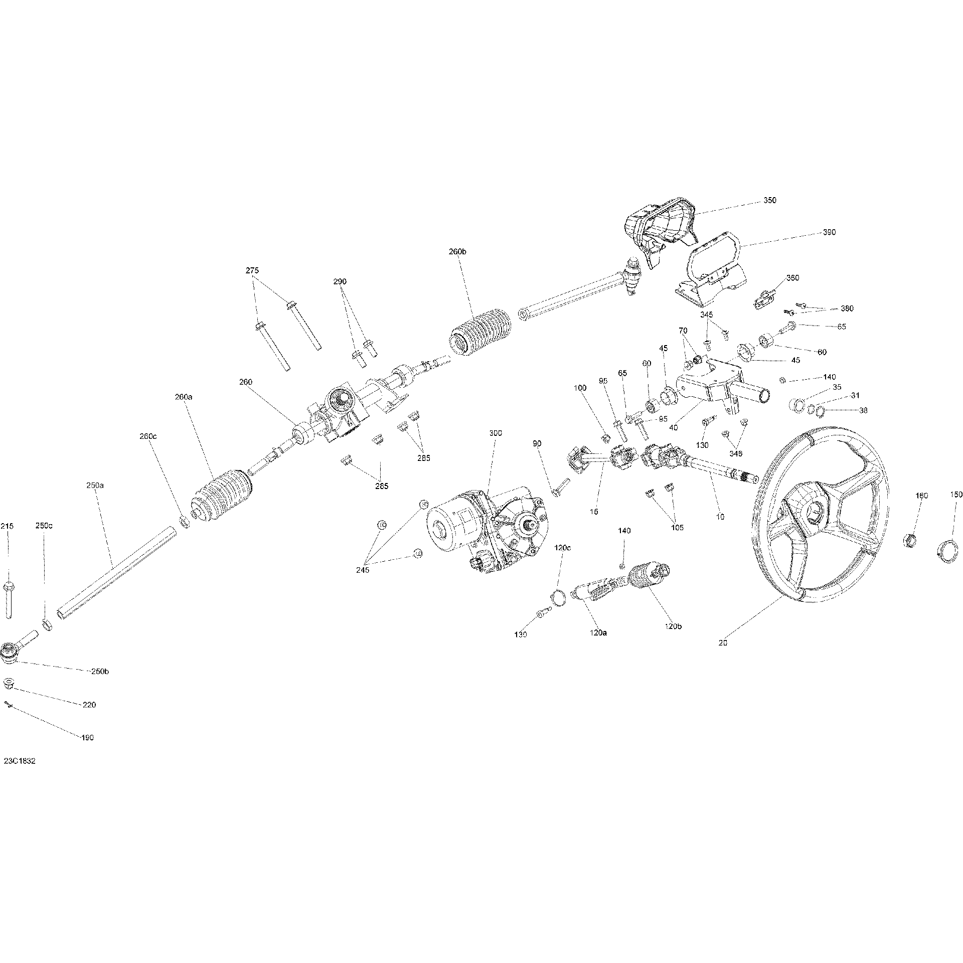 An Image of a Genuine Can-Am Parts Schematic Diagram showing the schematic - STEERING MAVERICK TRAIL - PACKAGE DPS