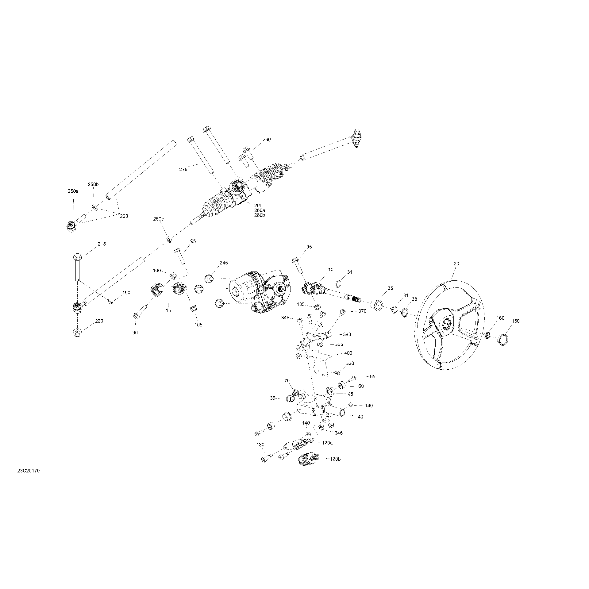 An Image of a Genuine Can-Am Parts Schematic Diagram showing the schematic - STEERING