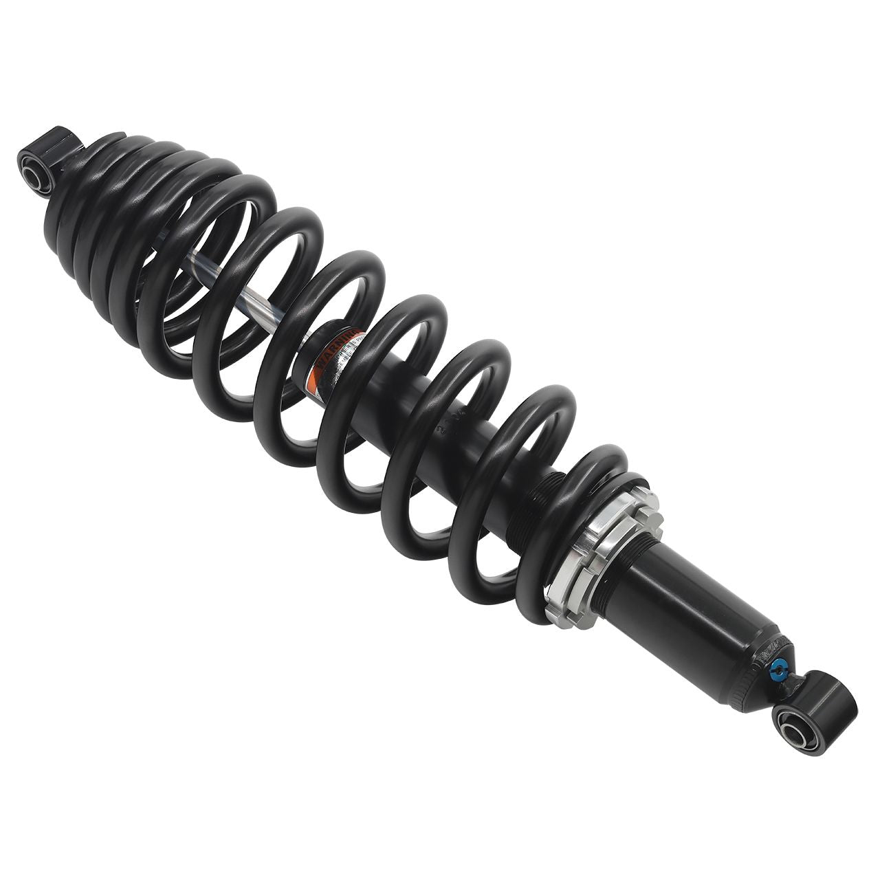 A Can-Am Defender Max UTV/ATV Front Gas Shock by Bronco, featuring a black metal spring around a cylindrical damper, is displayed on a white background. Available at Witchdoctors.com.