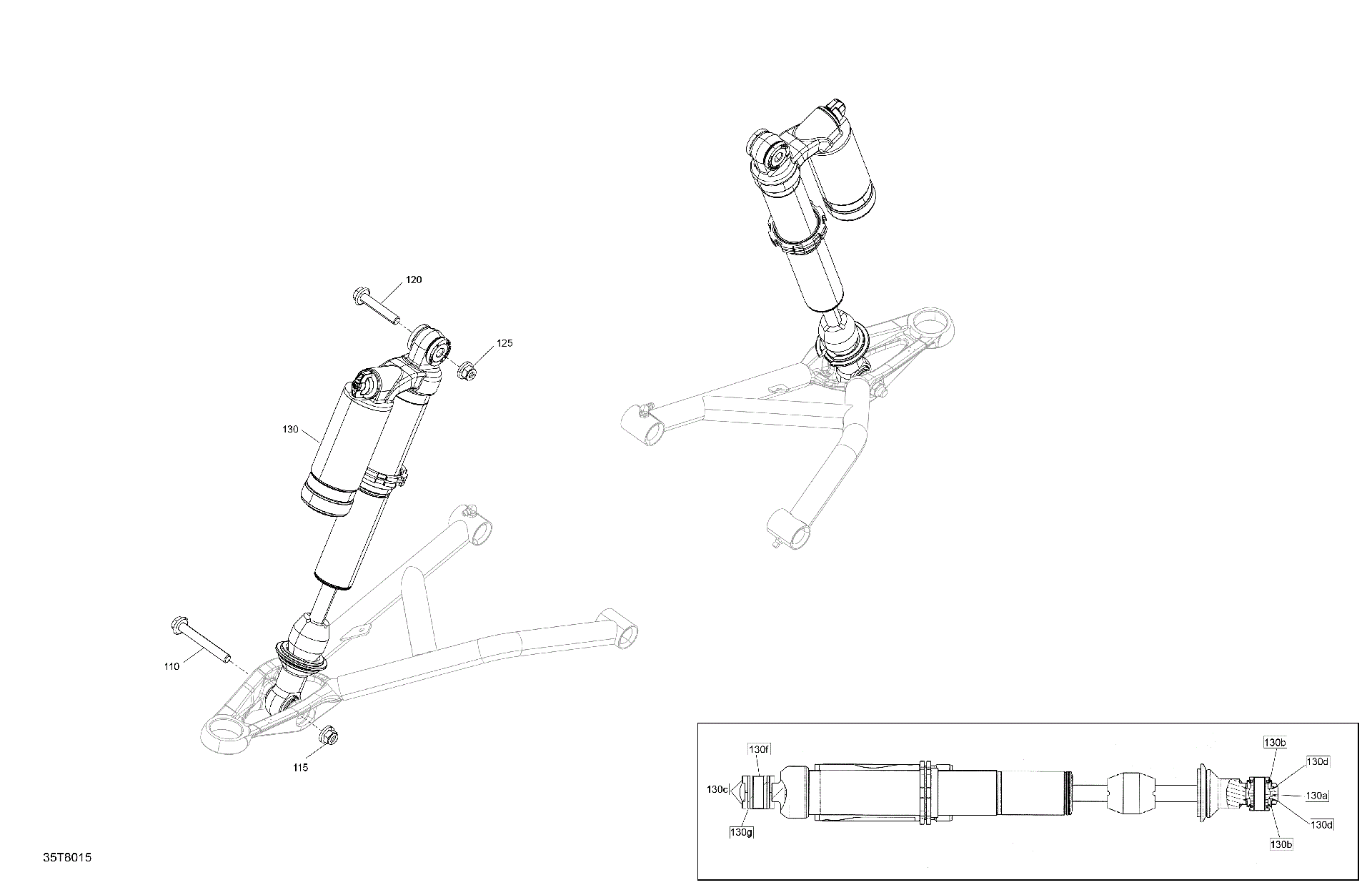An Image of a Genuine Can-Am Parts Schematic Diagram showing the schematic - SUSPENSION - FRONT SHOCKS