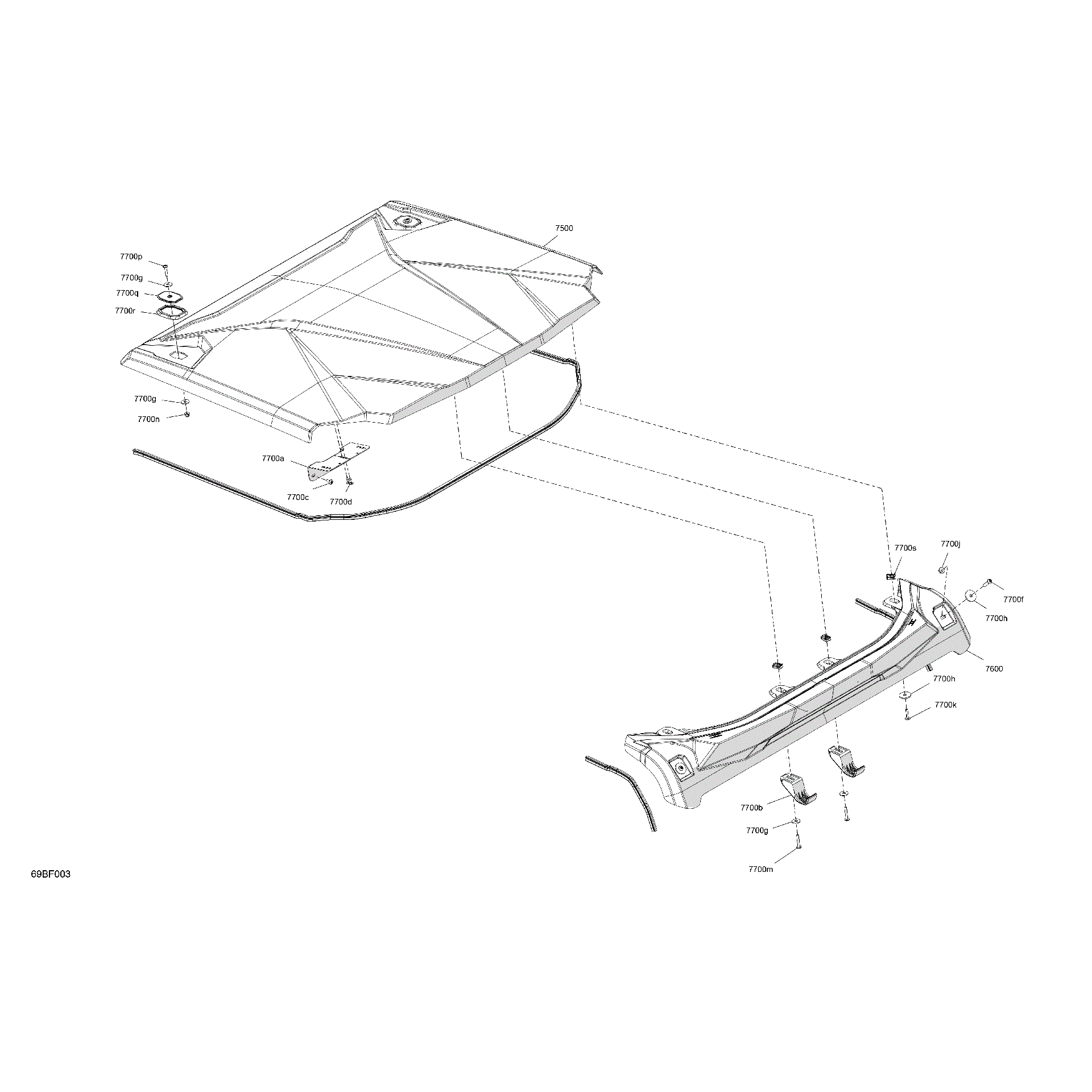 An Image of a Genuine Can-Am Parts Schematic Diagram showing the schematic - BODY - ROOF