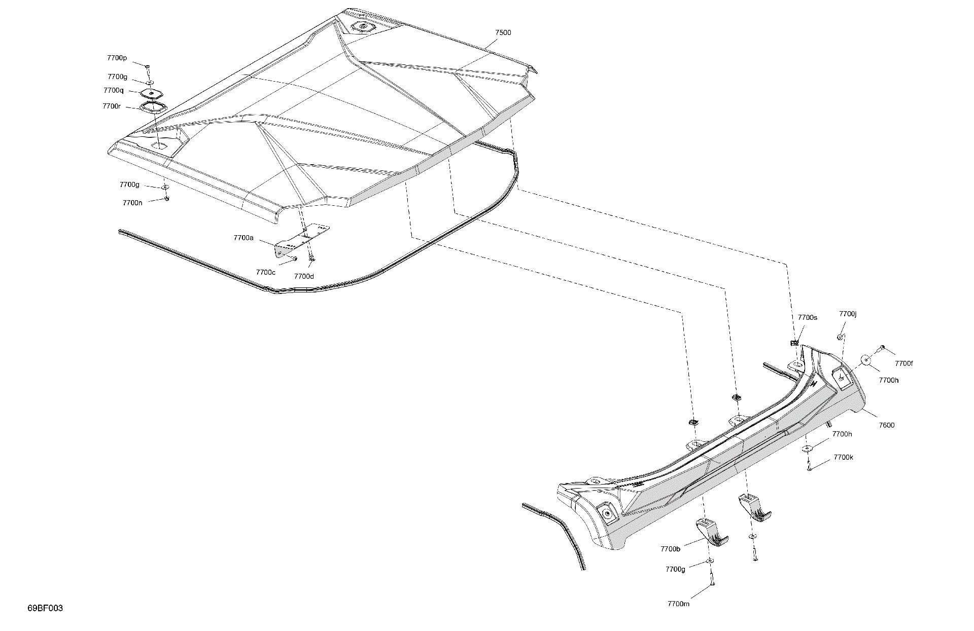 An Image of a Genuine Can-Am Parts Schematic Diagram showing the schematic - BODY - ROOF