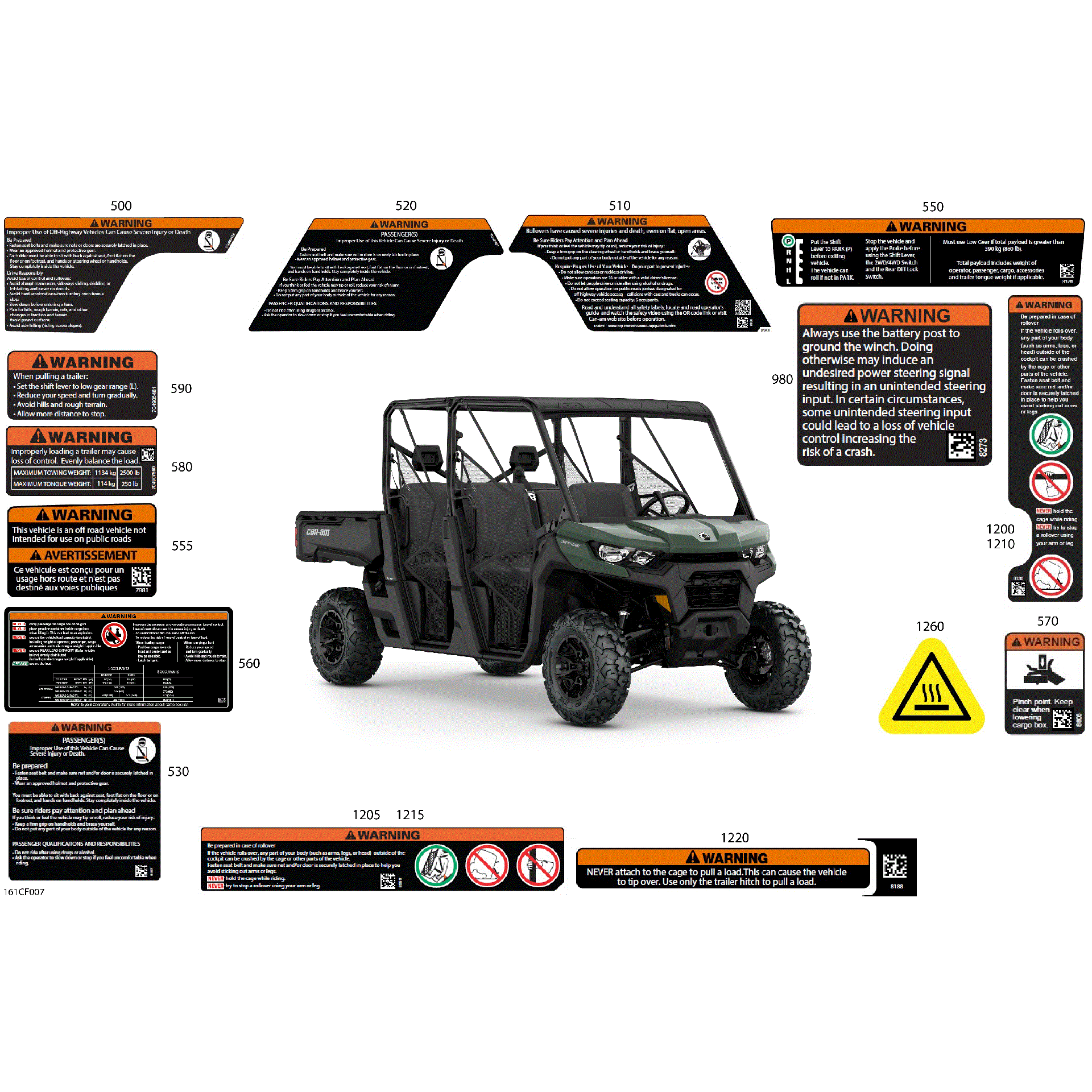An Image of a Genuine Can-Am Parts Schematic Diagram showing the schematic - BODY - WARNING DECALS