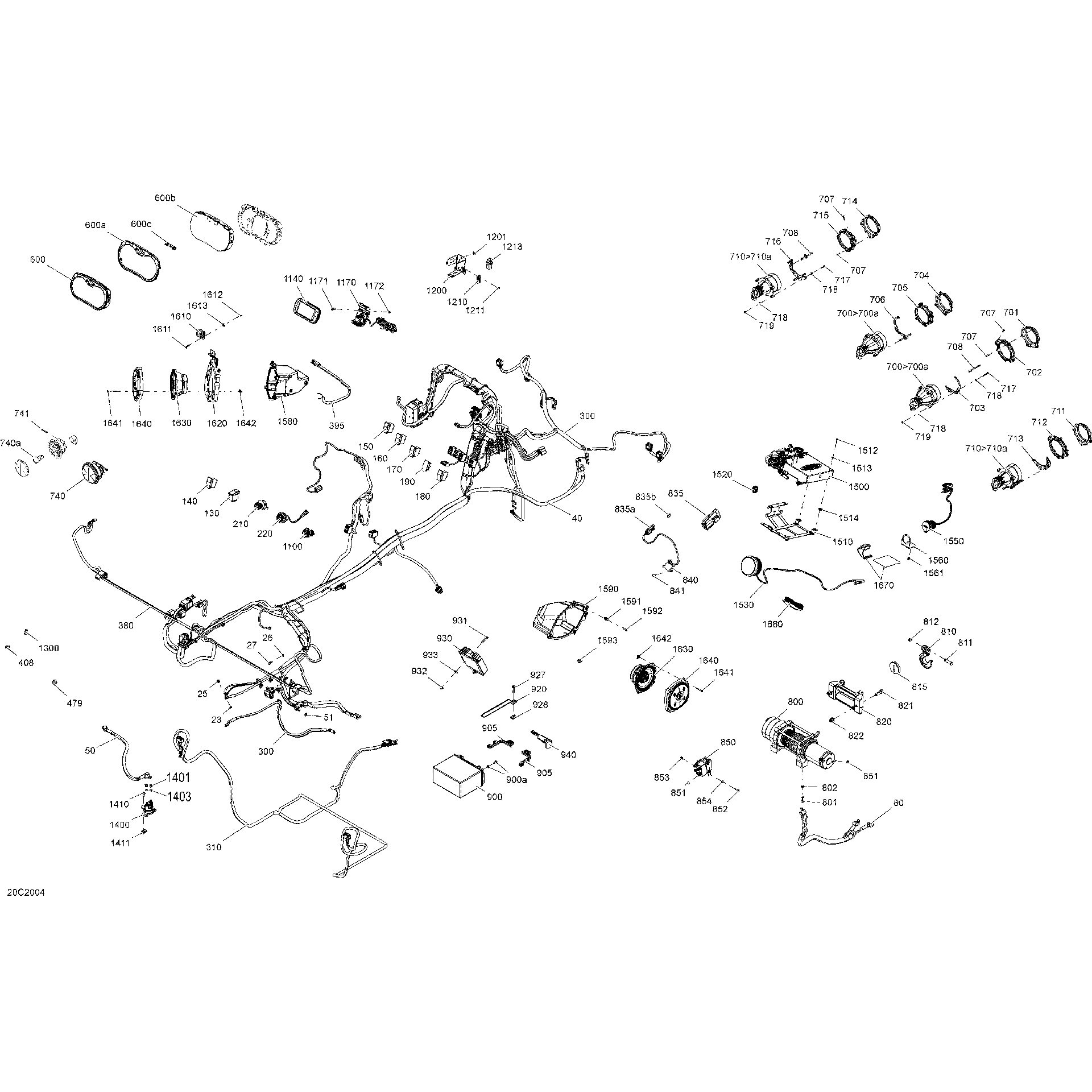 An Image of a Genuine Can-Am Parts Schematic Diagram showing the schematic - ELECTRICAL SYSTEM