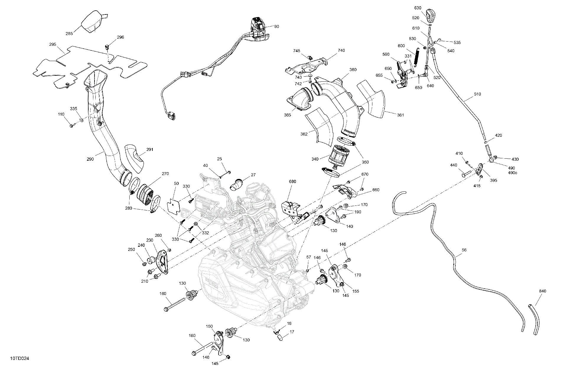 An Image of a Genuine Can-Am Parts Schematic Diagram showing the schematic - ENGINE - SYSTEM