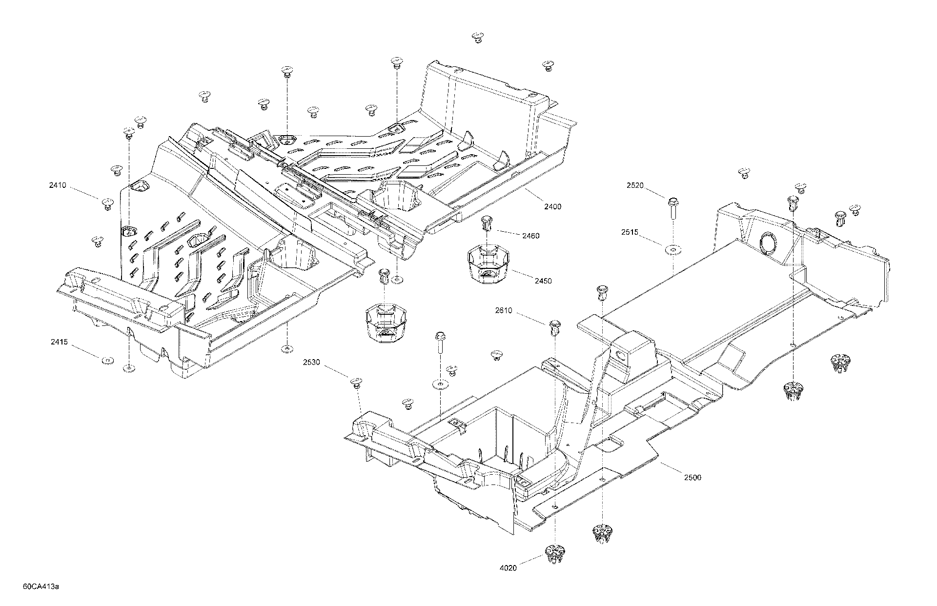 An Image of a Genuine Can-Am Parts Schematic Diagram showing the schematic - BODY - CAB INTERIOR - FLOOR
