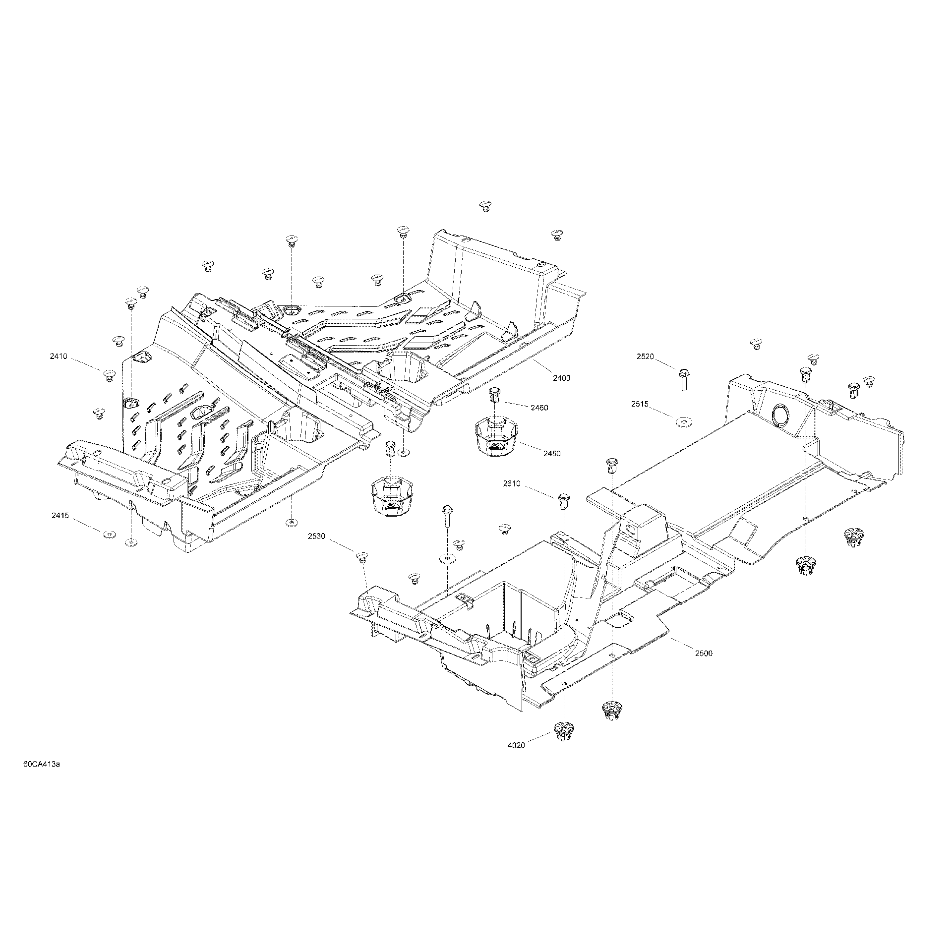 An Image of a Genuine Can-Am Parts Schematic Diagram showing the schematic - BODY - CAB INTERIOR - FLOOR