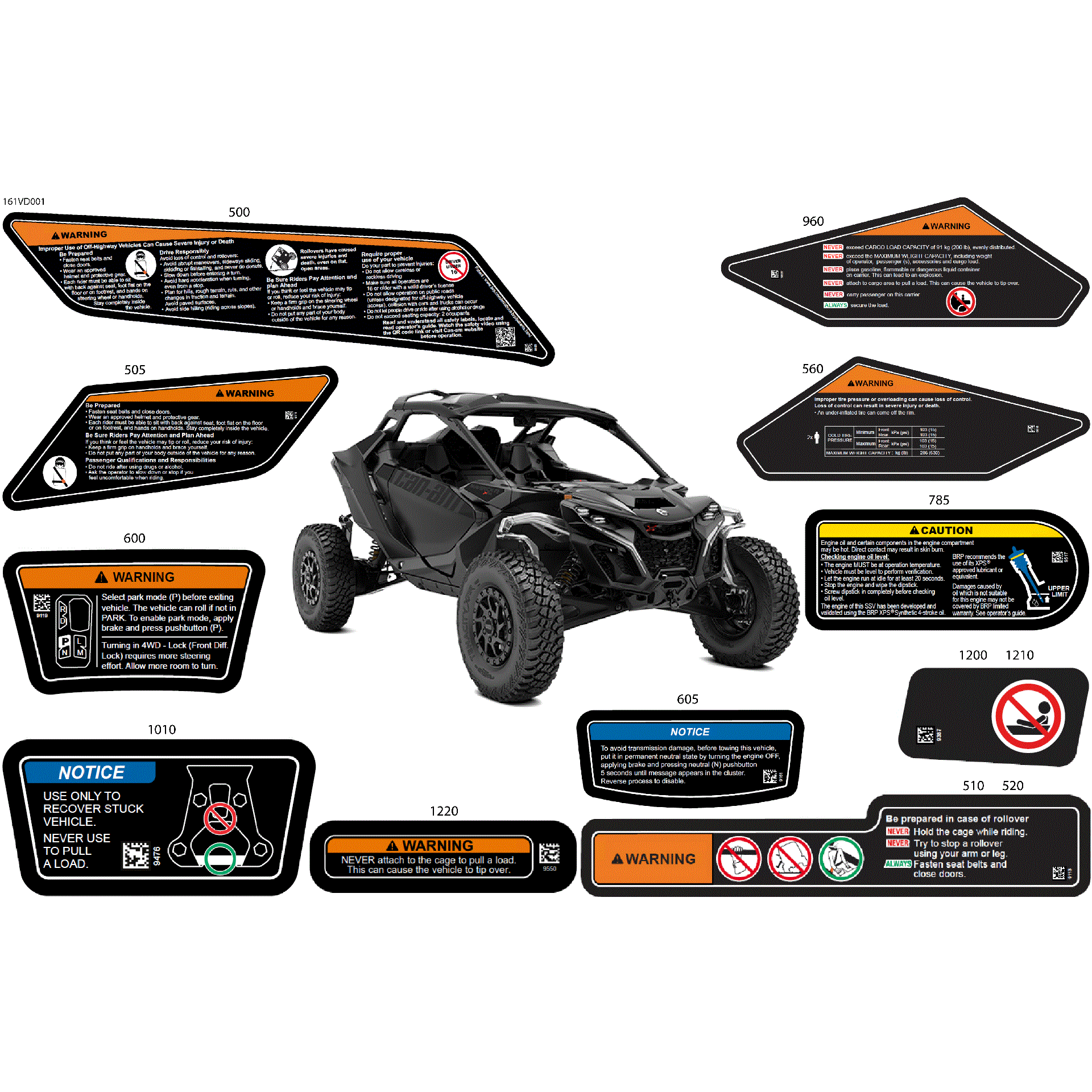 An Image of a Genuine Can-Am Parts Schematic Diagram showing the schematic - BODY - WARNING DECALS