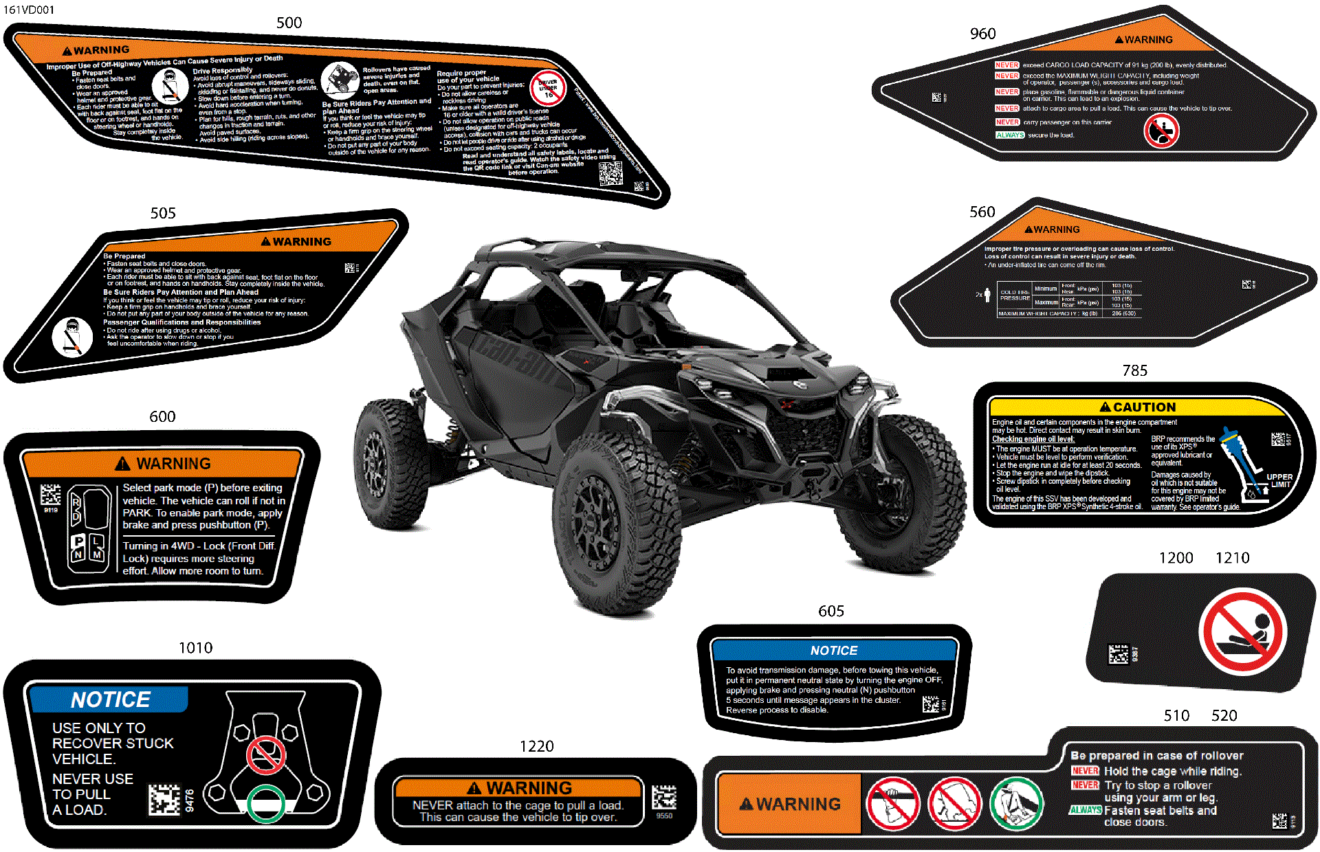 An Image of a Genuine Can-Am Parts Schematic Diagram showing the schematic - BODY - WARNING DECALS